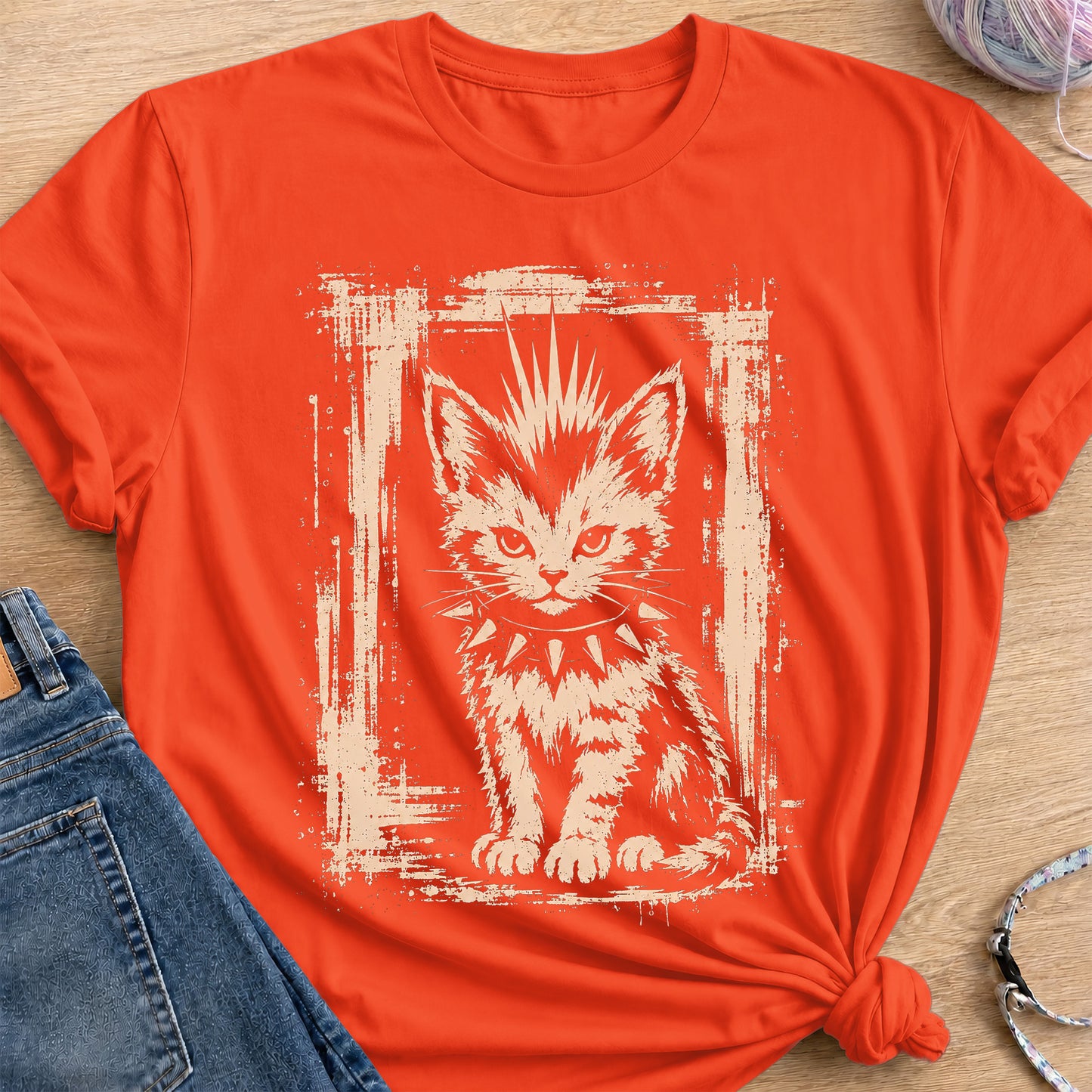 Punk Kitten T-Shirt — Orange