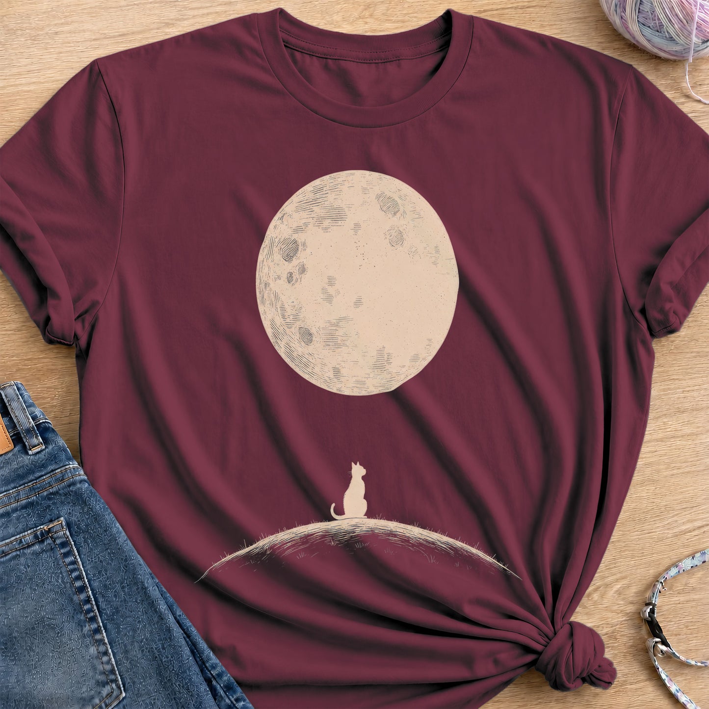 Hilltop Moon T-Shirt — Maroon