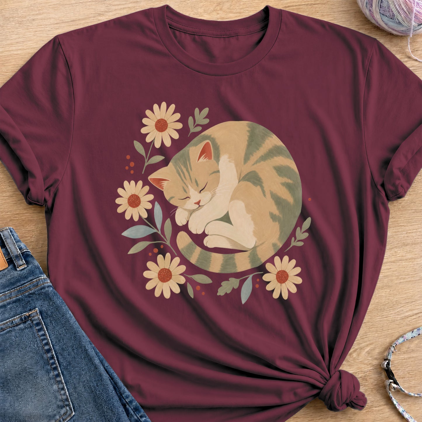 Daisy Nap T-Shirt — Maroon
