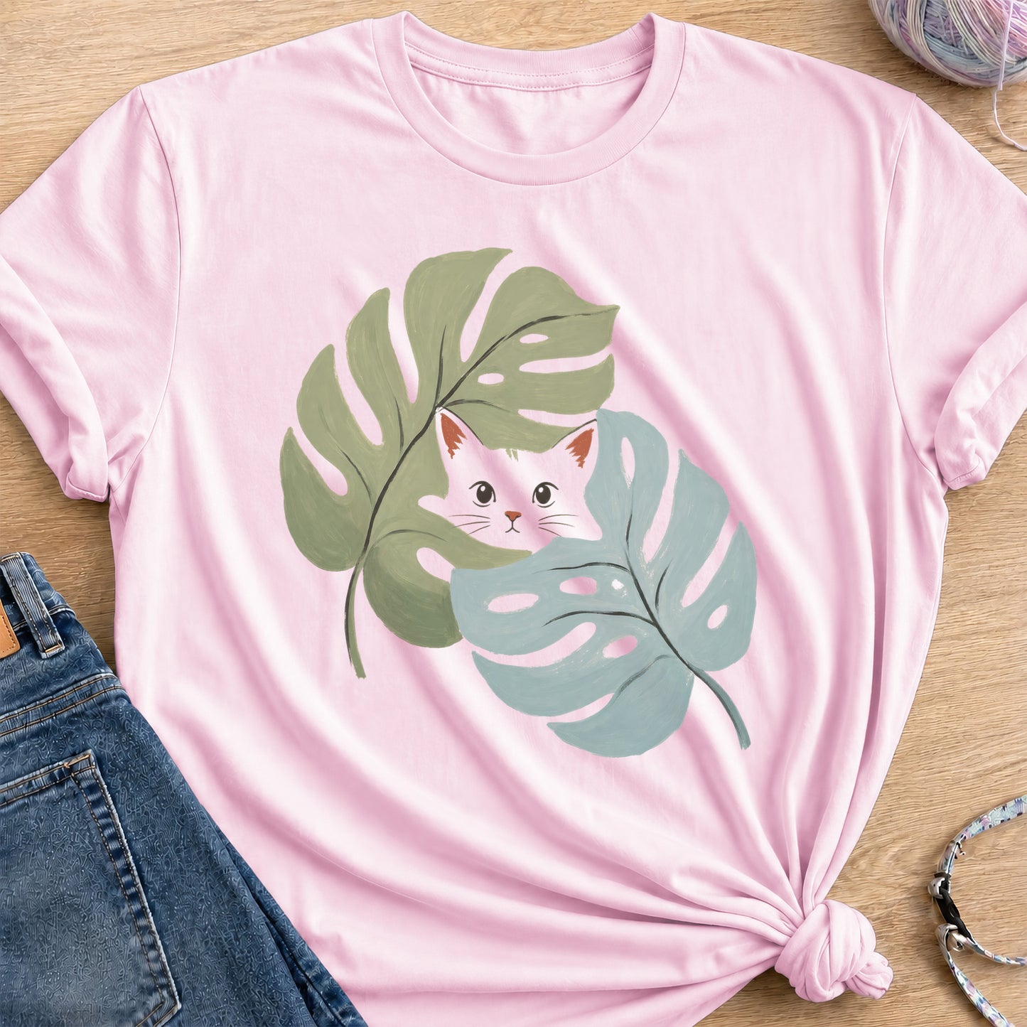 Monstera T-Shirt — Light Pink