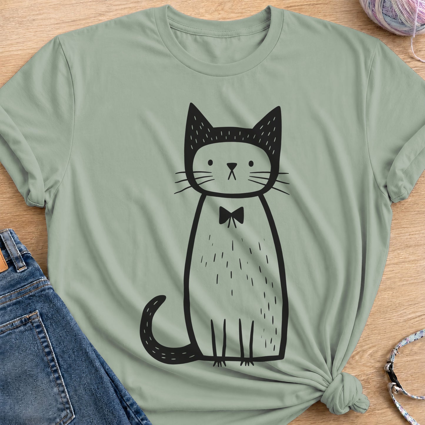 Sir Whiskers T-Shirt — Sage