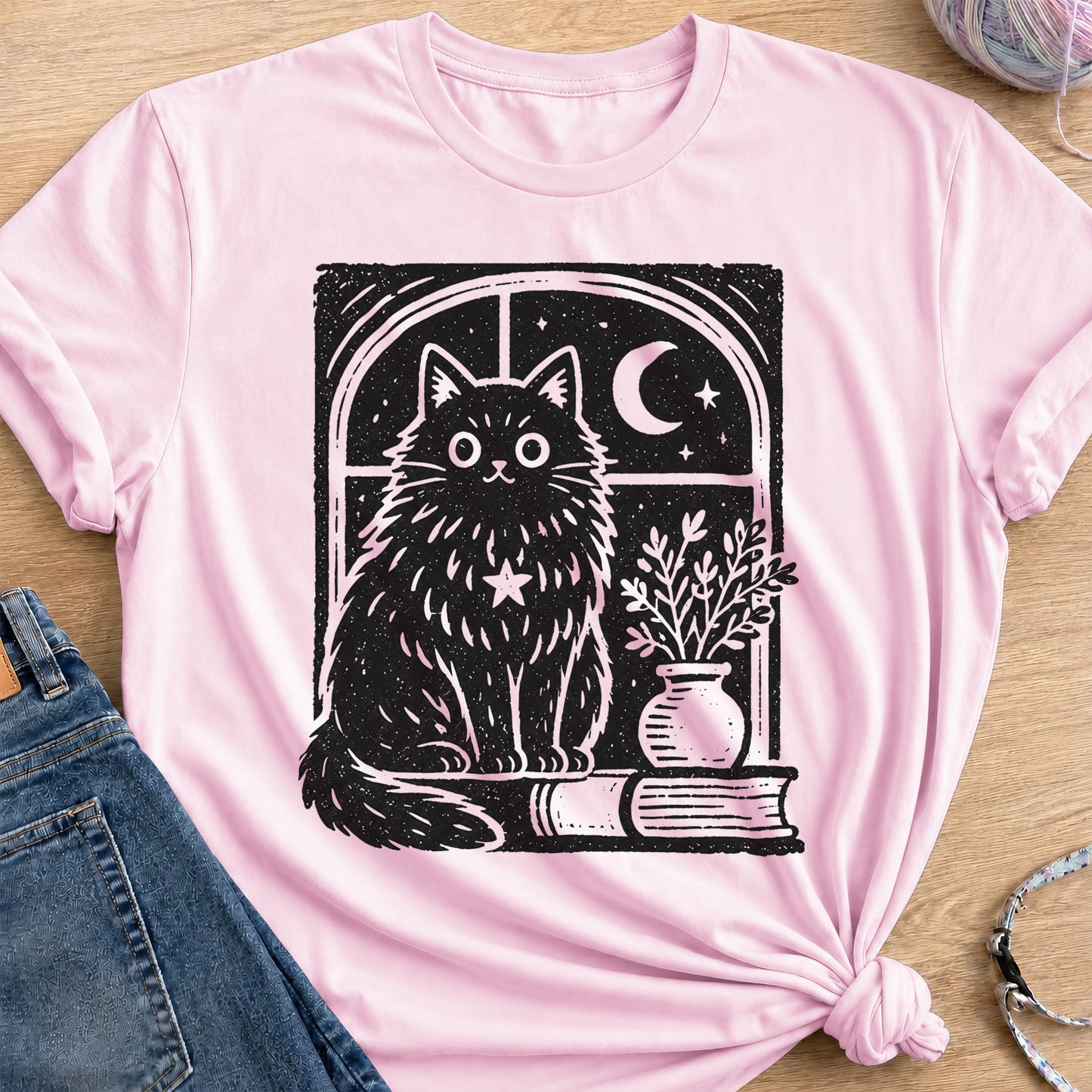 Moonlit Window T-Shirt — Light Pink