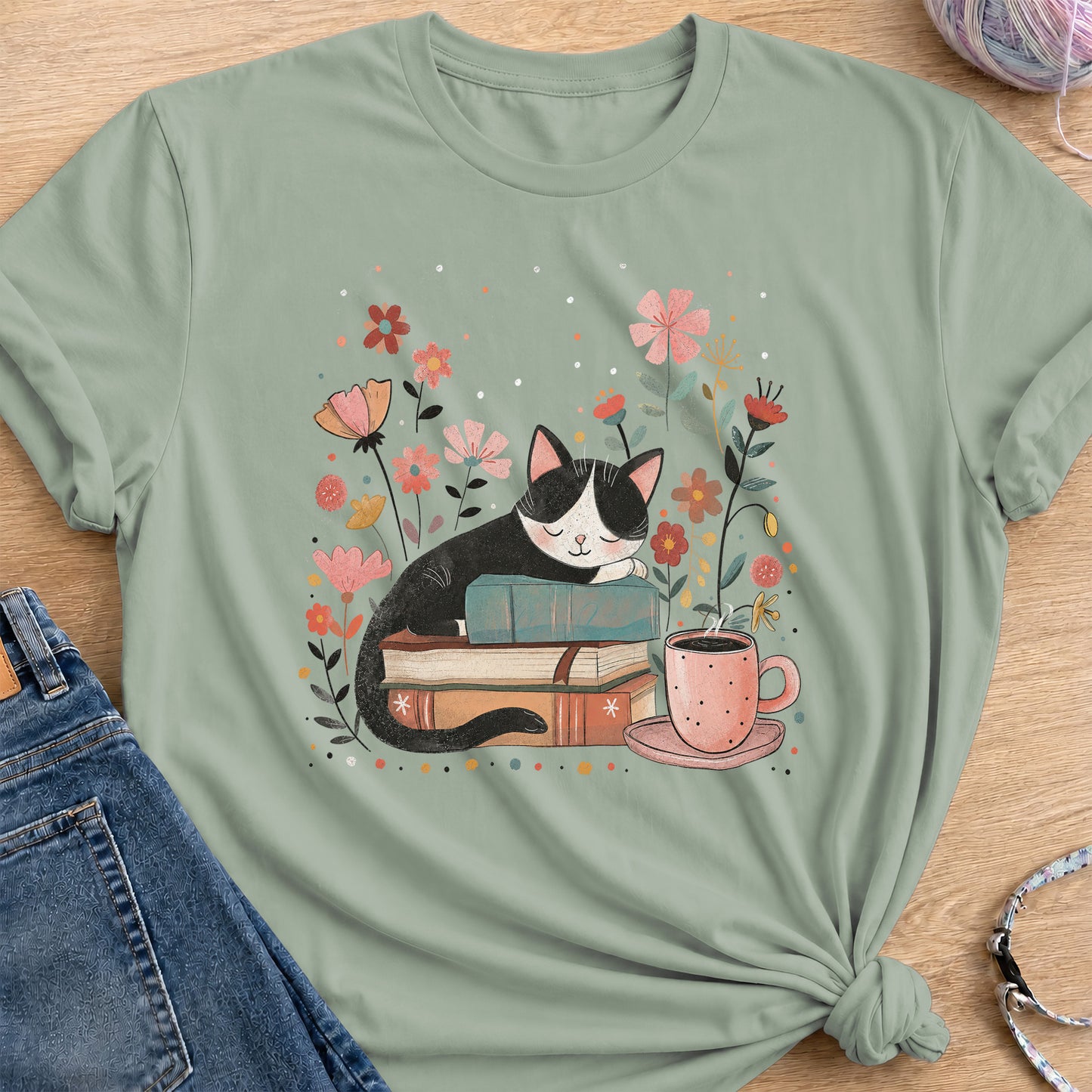 Cozy Chapters T-Shirt — Sage
