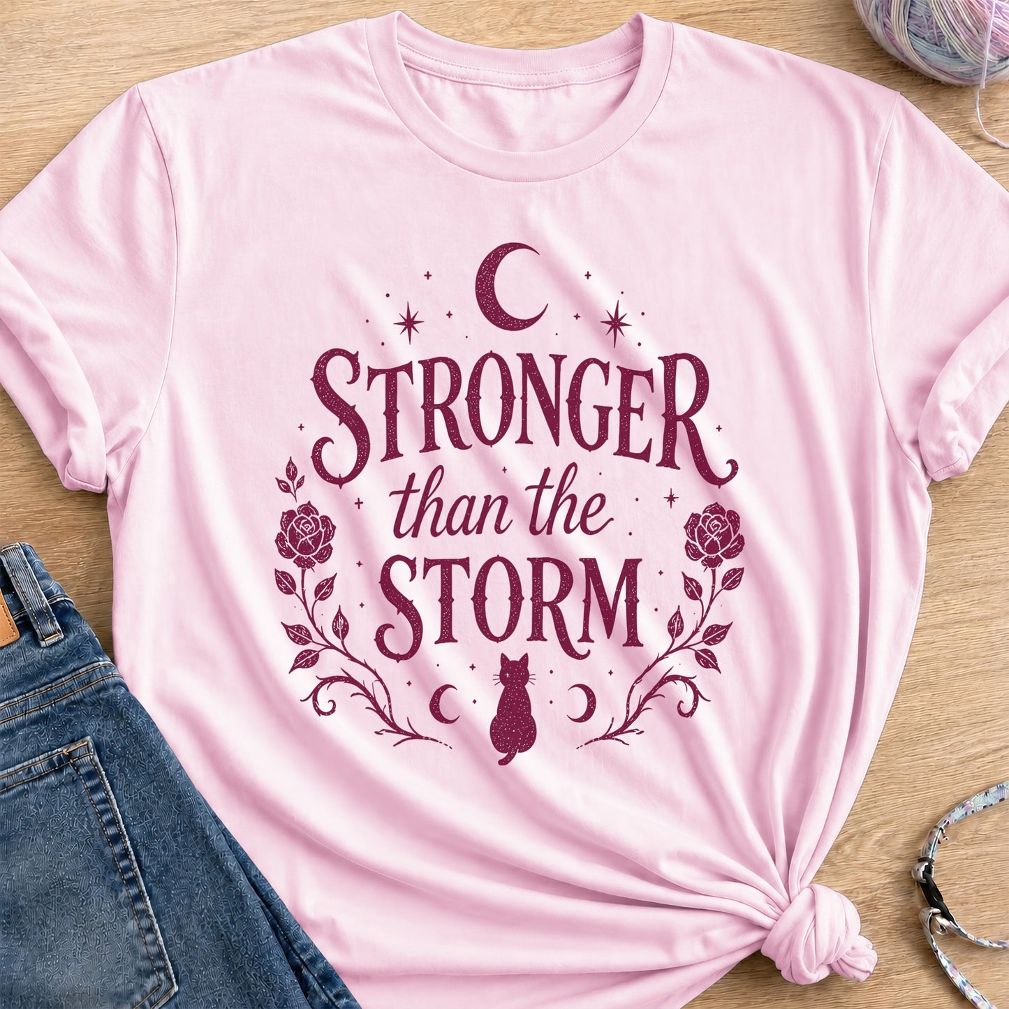 Stronger Than Storm T-Shirt — Light Pink