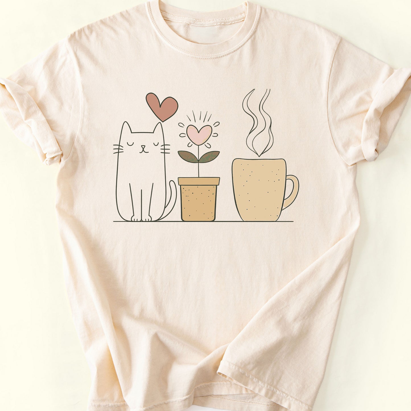 Coffee and Plant T-Shirt — Ivory