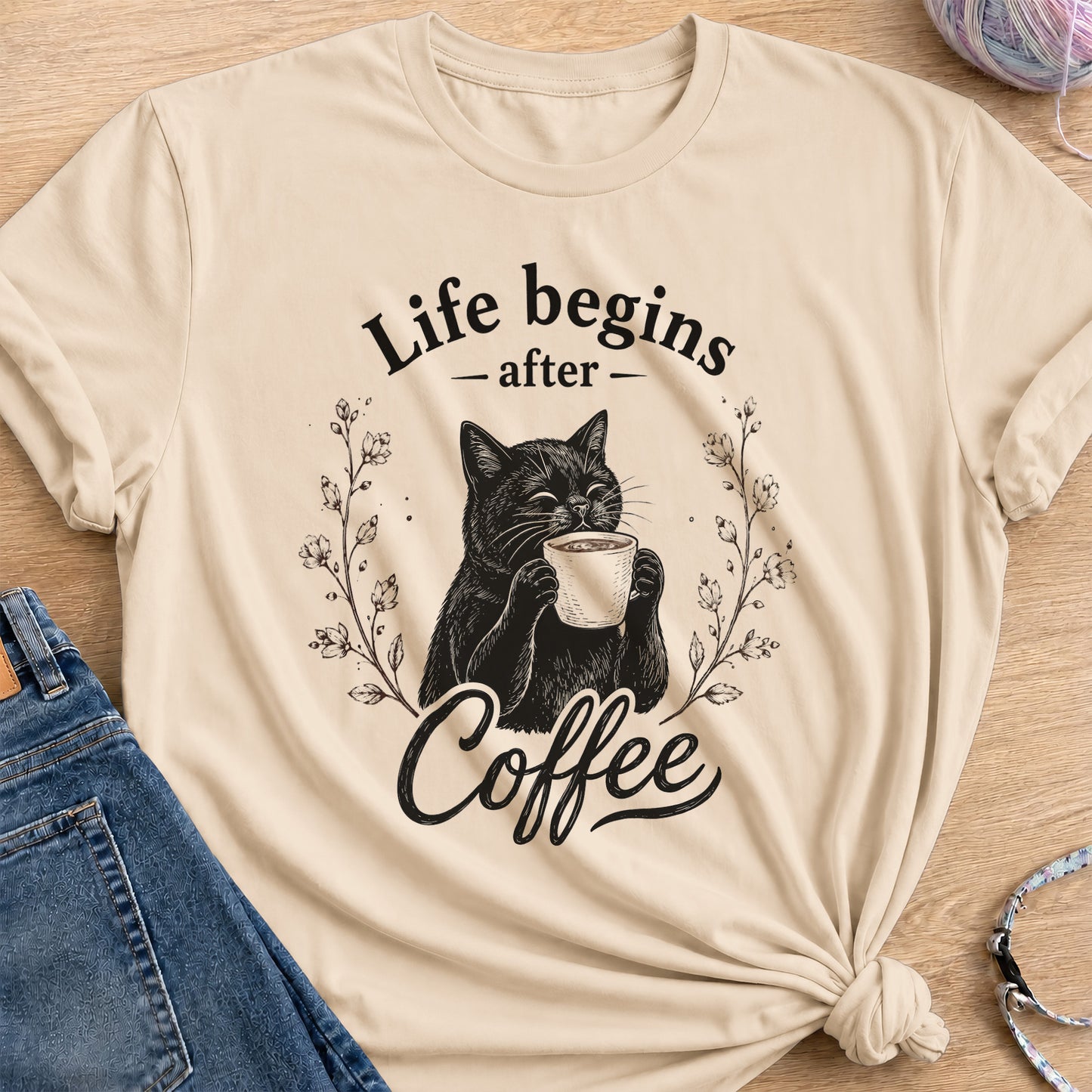 Coffee Therapy T-Shirt — Sand