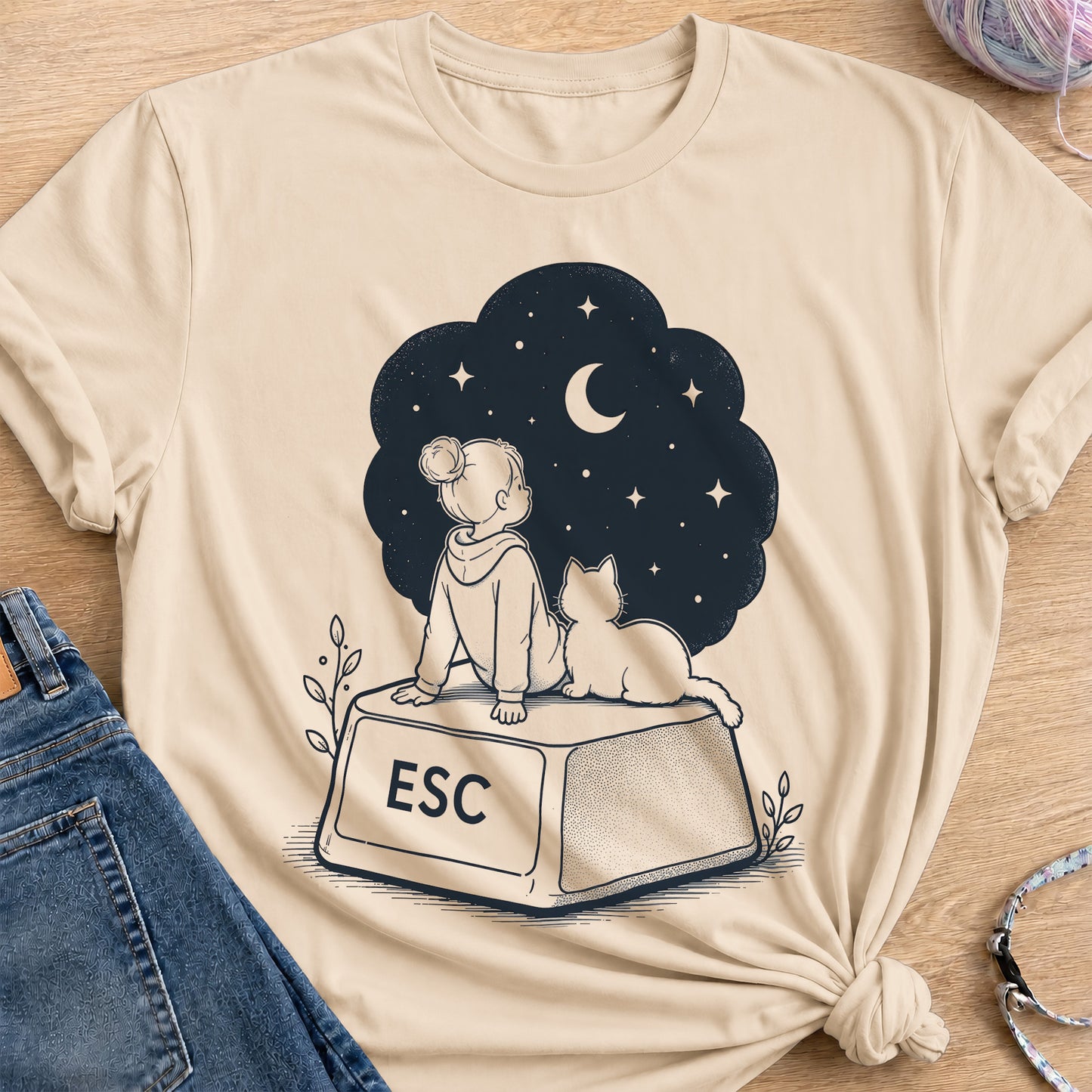 Escape Button T-Shirt — Sand