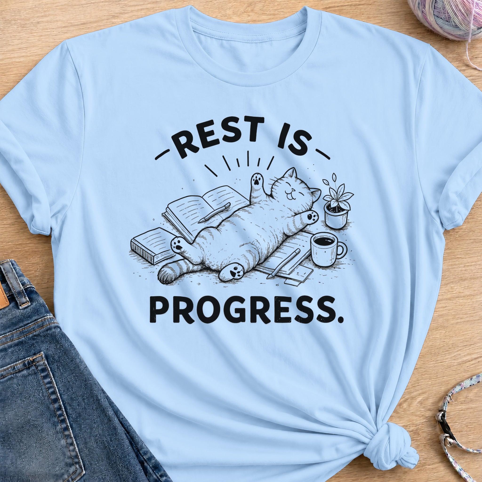 Rest Is Progress T-Shirt — Light Blue