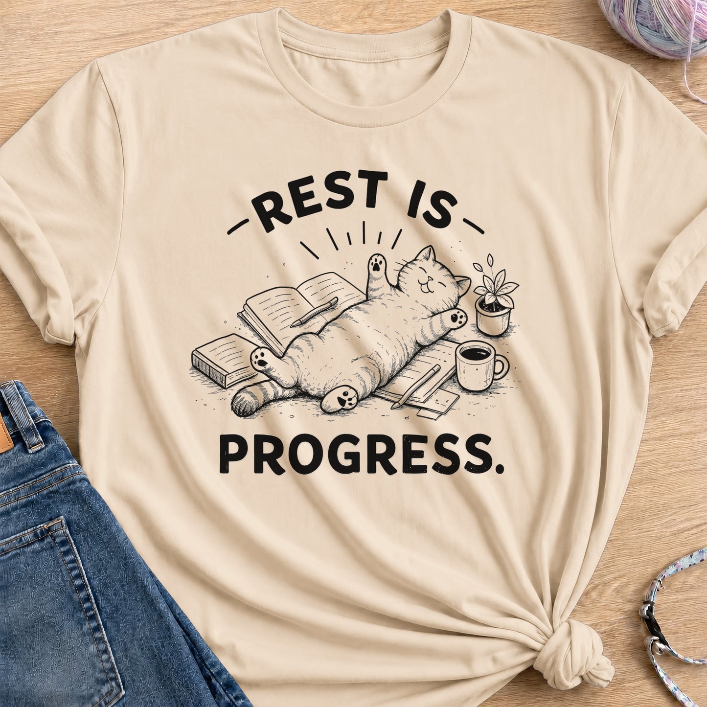 Rest Is Progress T-Shirt — Sand