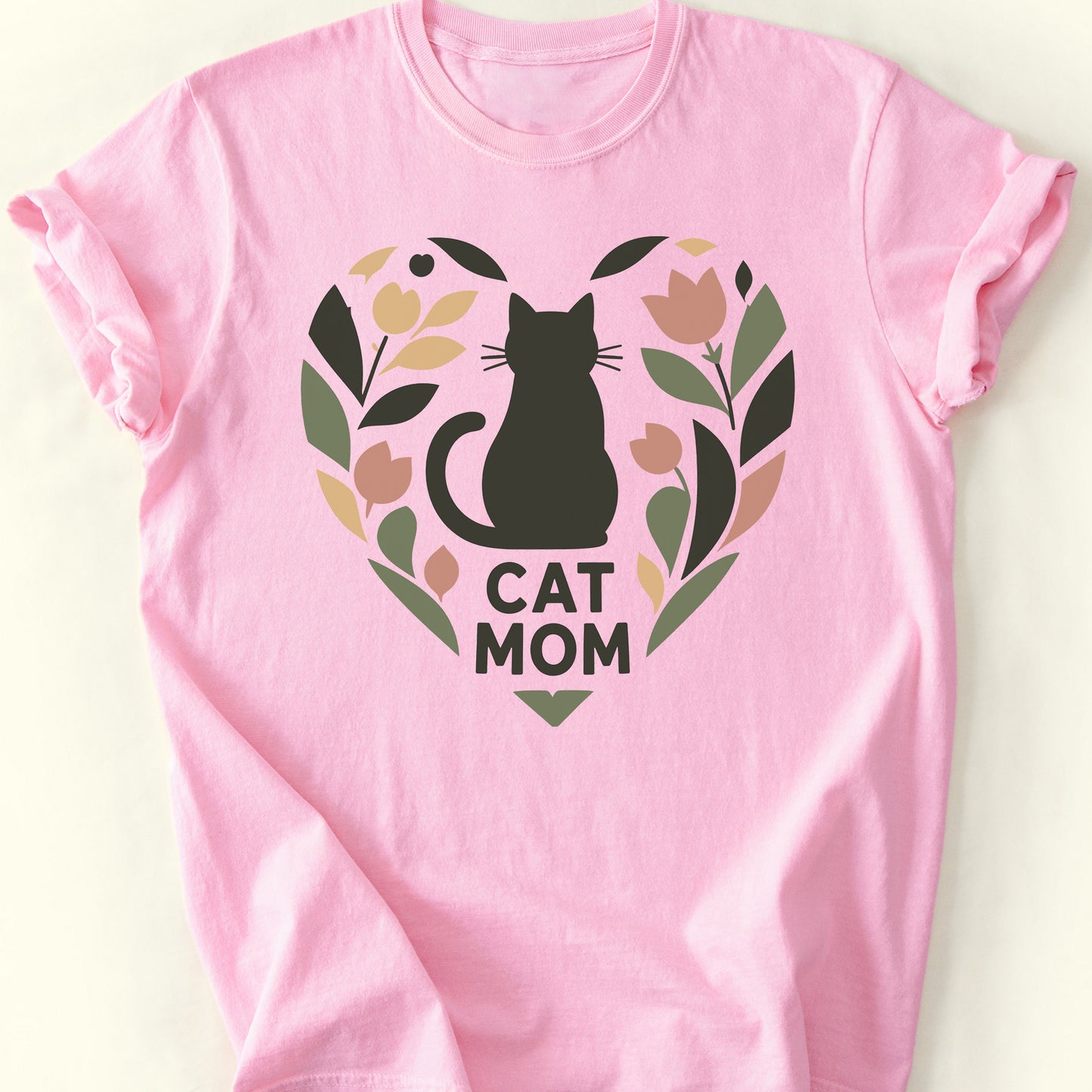 Cat Mom Heart T-Shirt — Blossom