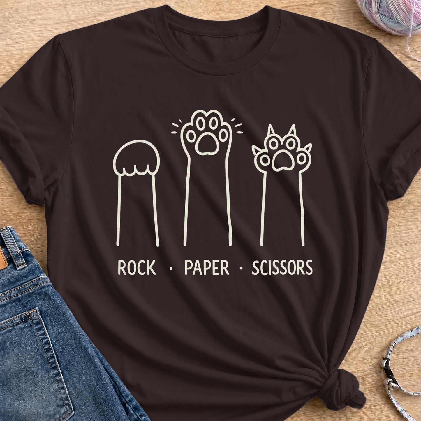 Rock Paper Scissors T-Shirt — Dark Chocolate