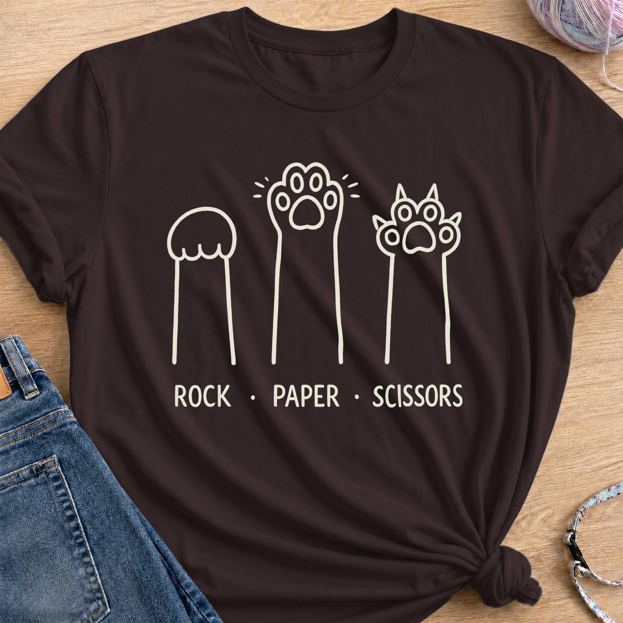 Rock Paper Scissors T-Shirt — Dark Chocolate