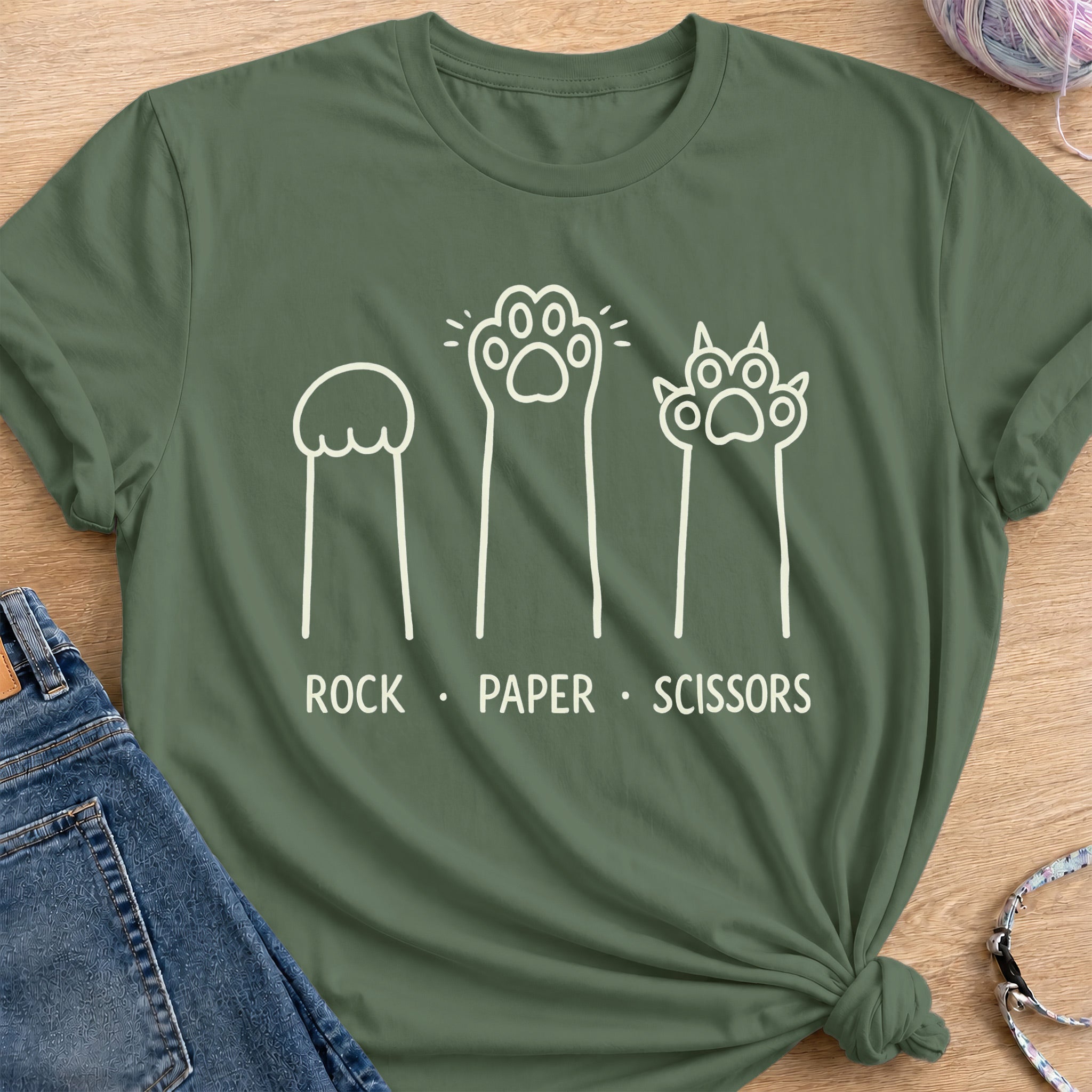 Rock Paper Scissors T-Shirt — Military Green