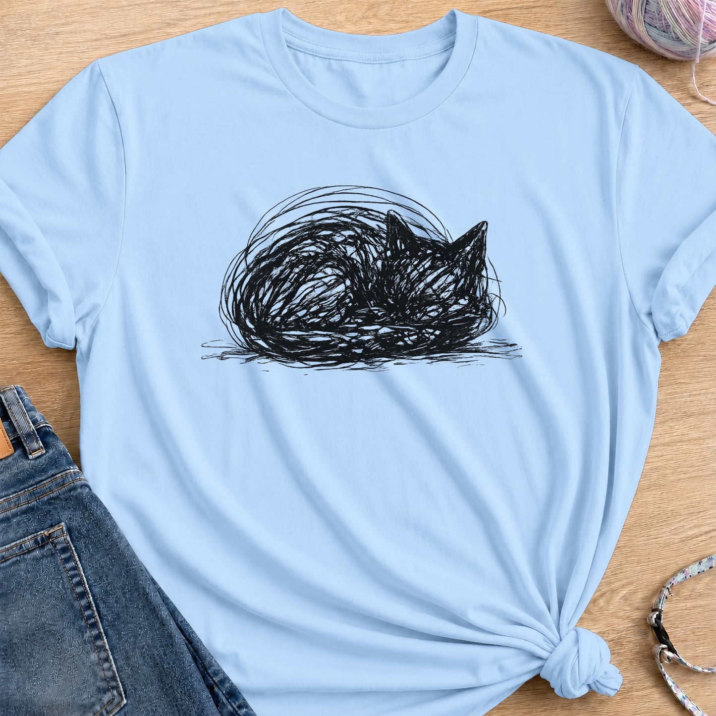 Cat Loaf T-Shirt — Light Blue