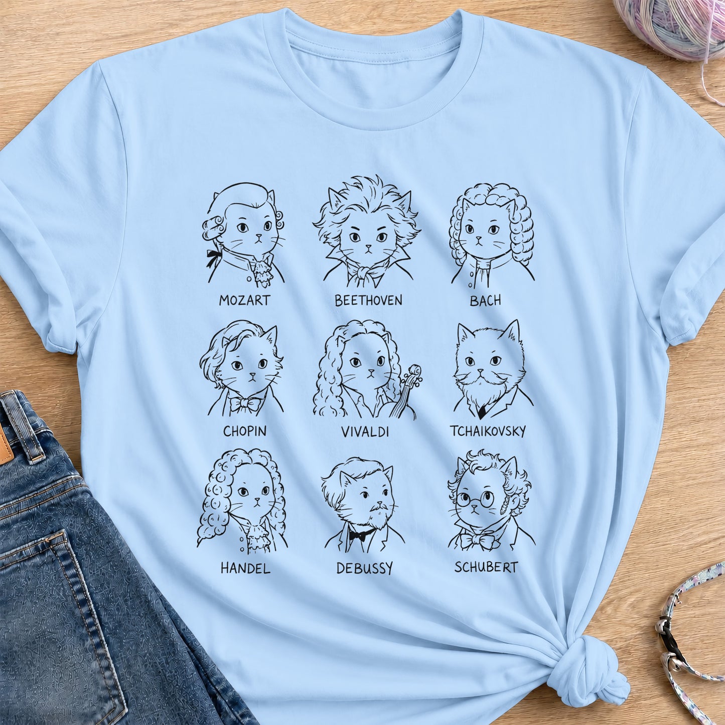 Classical Composers T-Shirt — Light Blue