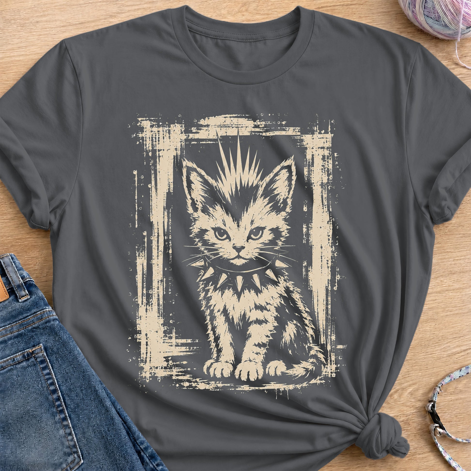 Punk Kitten T-Shirt — Charcoal