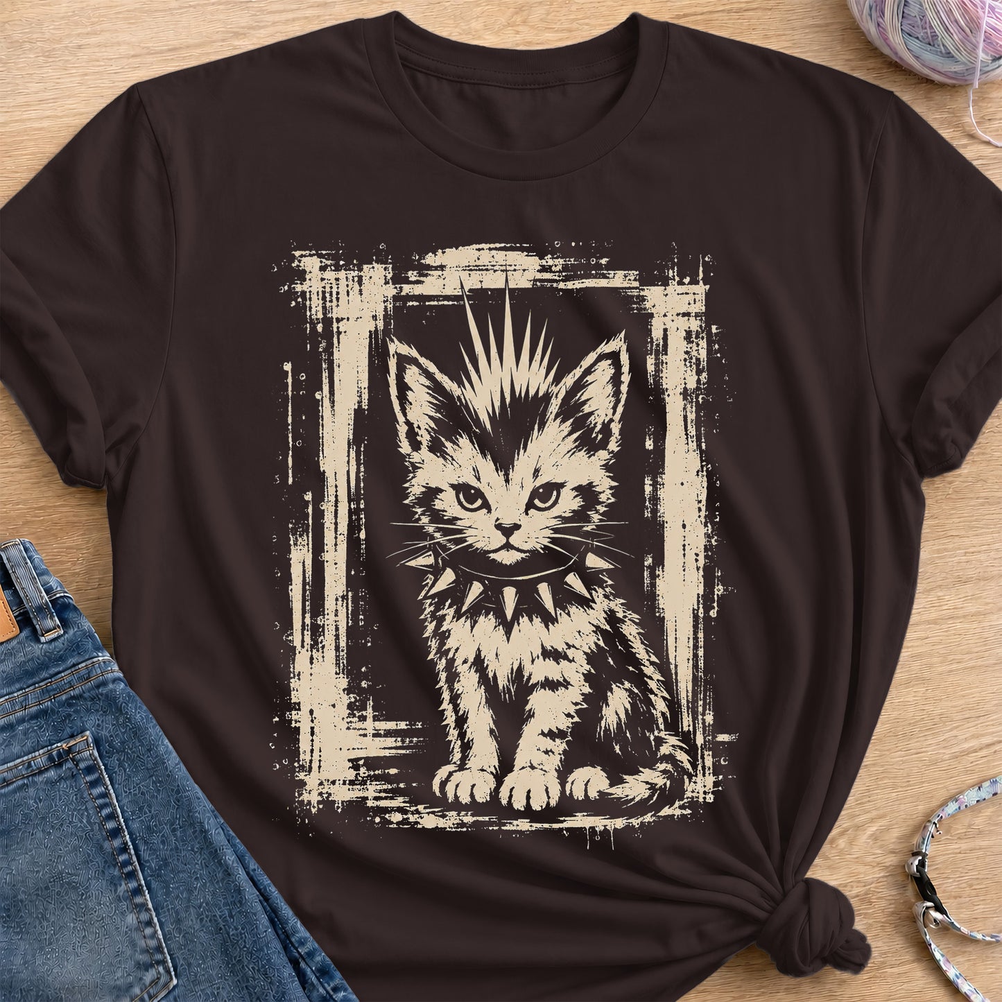 Punk Kitten T-Shirt — Dark Chocolate