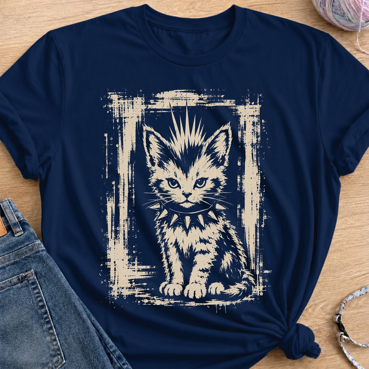 Punk Kitten T-Shirt — Navy