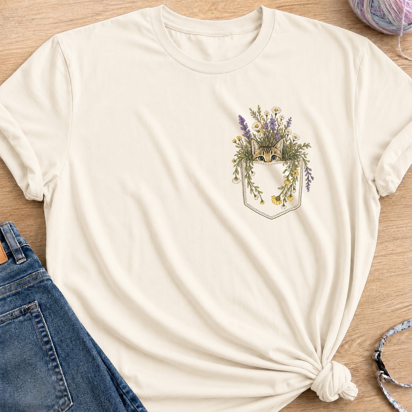 Floral Pocket T-Shirt — Natural
