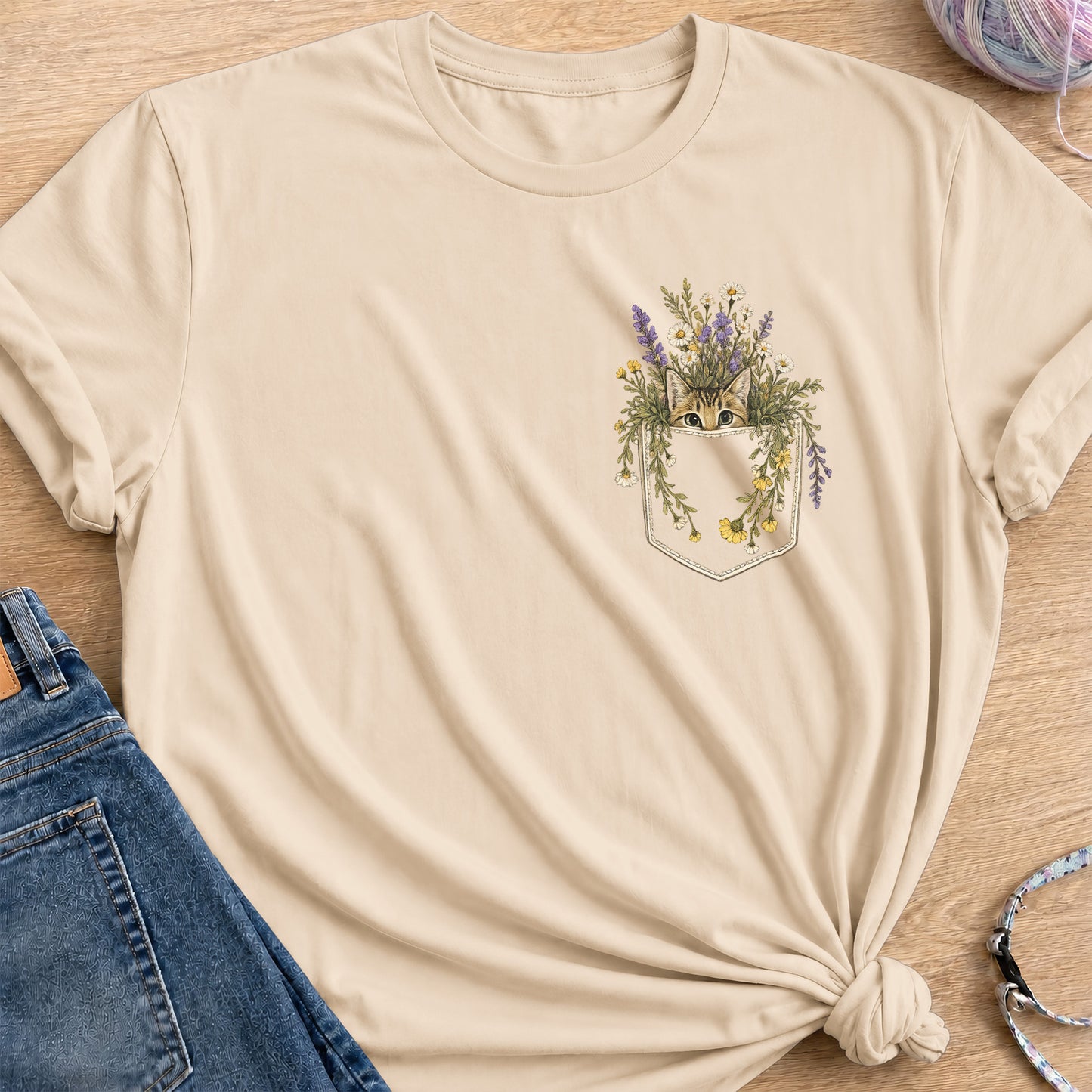 Floral Pocket T-Shirt — Sand