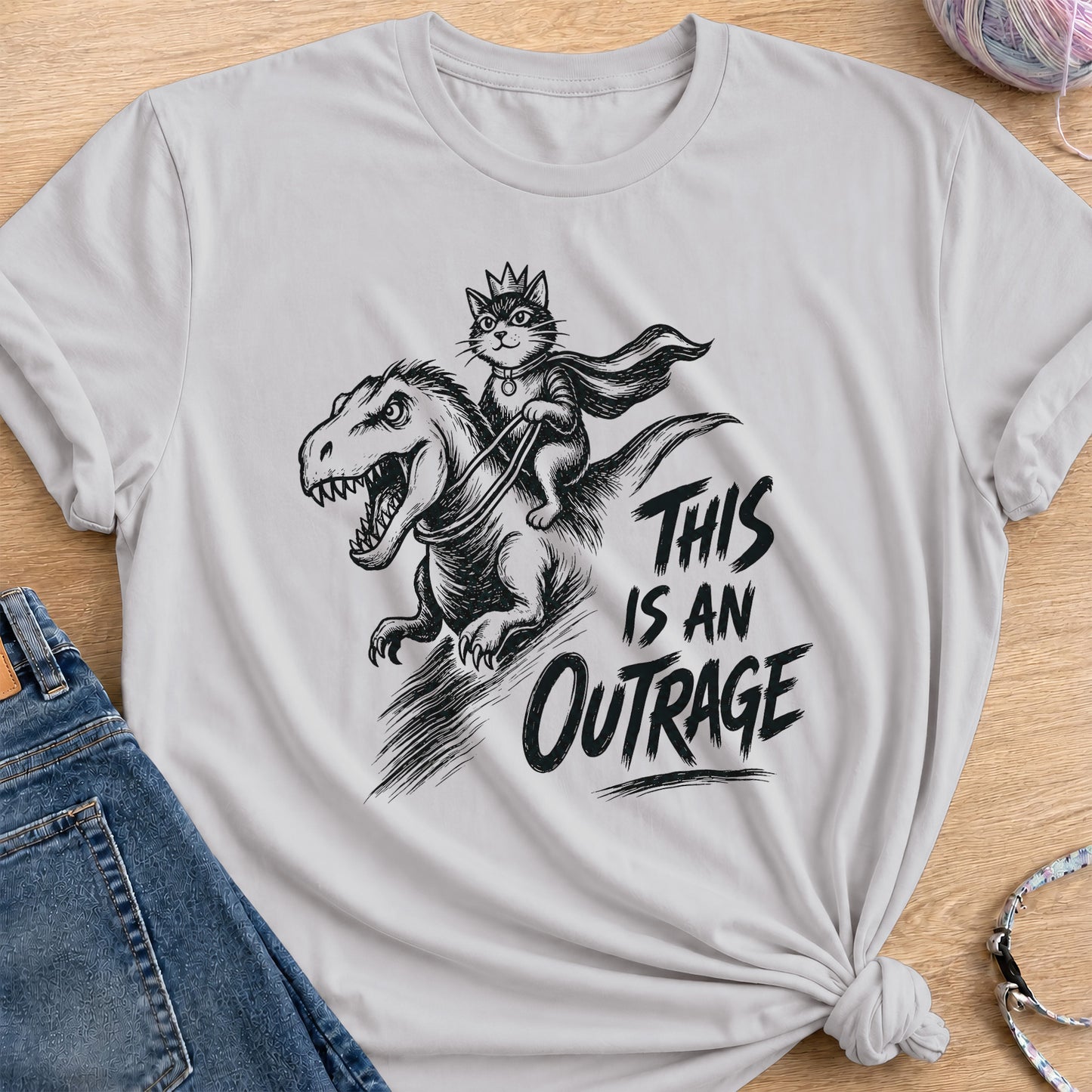 Dino Rider T-Shirt — Ice Grey