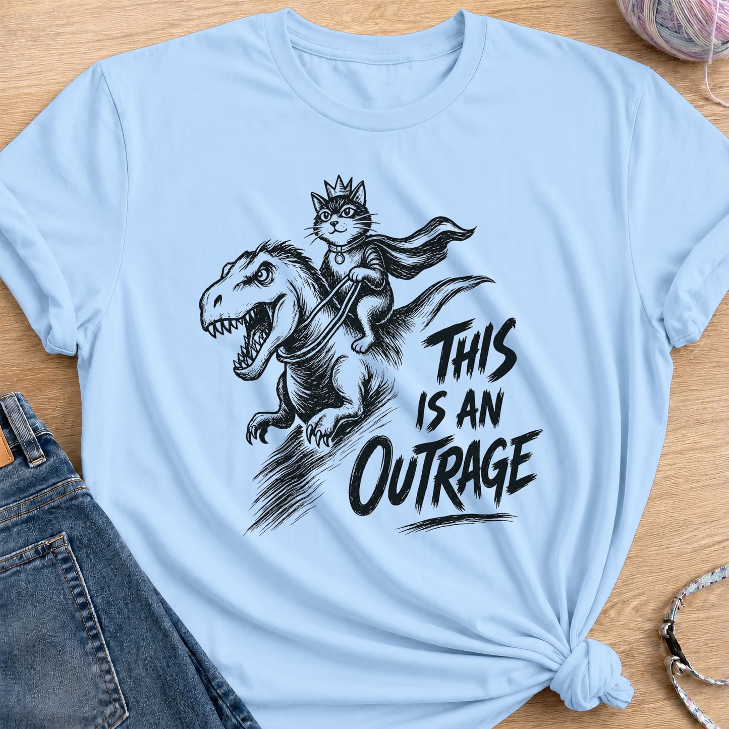 Dino Rider T-Shirt — Light Blue