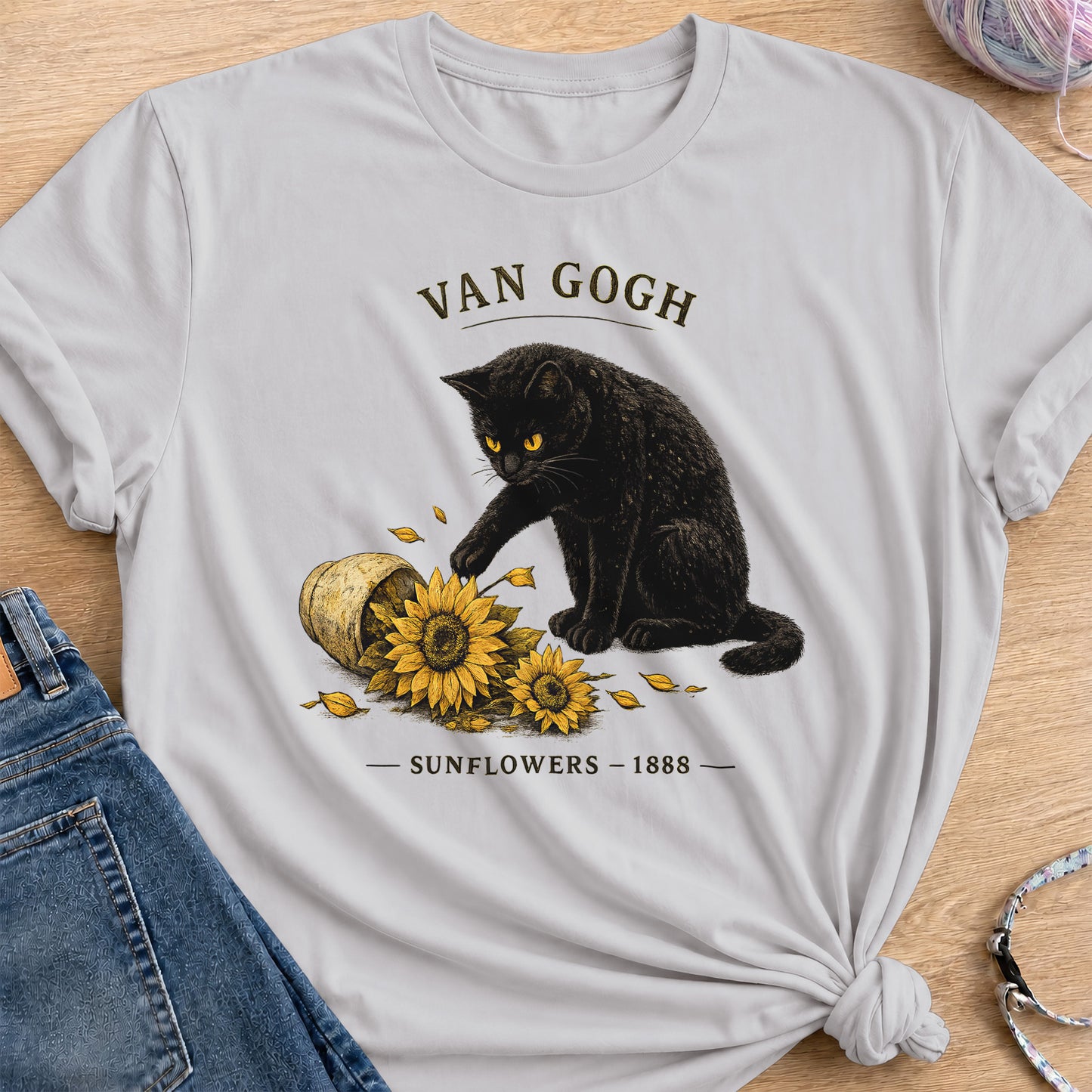 Van Gogh Sunflower T-Shirt — Ice Grey