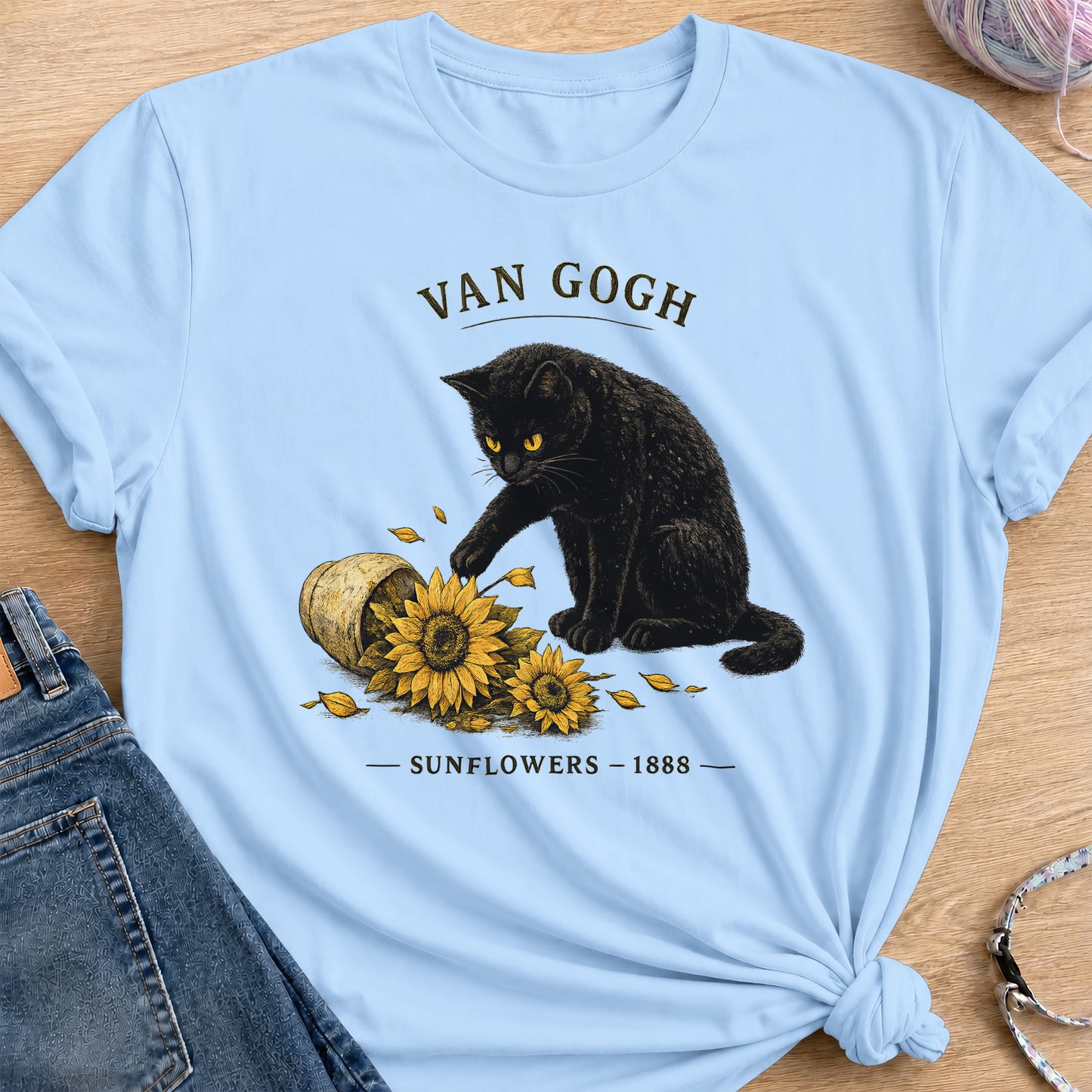 Van Gogh Sunflower T-Shirt — Light Blue