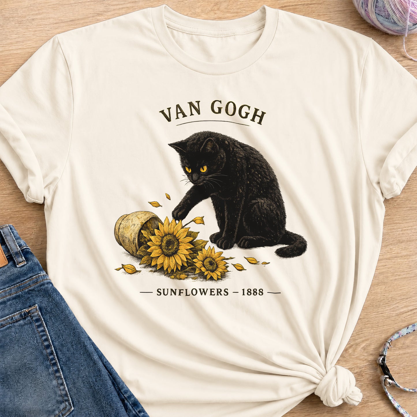 Van Gogh Sunflower T-Shirt — Natural