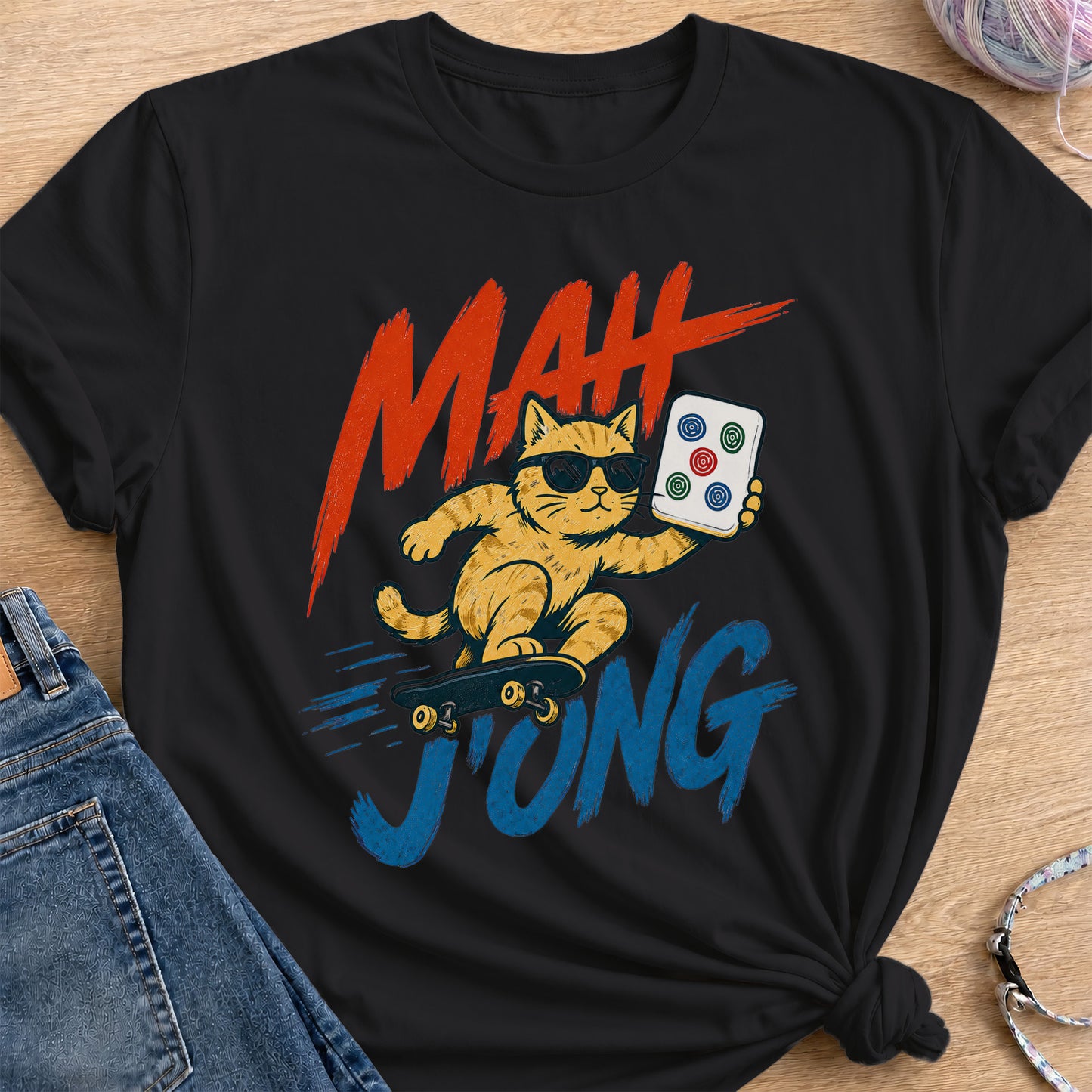 Mahjong Skate T-Shirt — Black