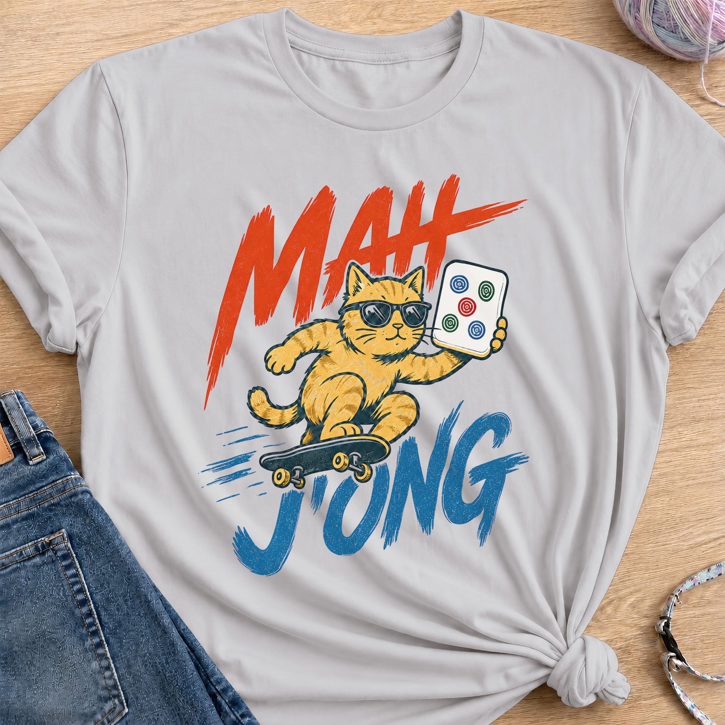 Mahjong Skate T-Shirt — Ice Grey