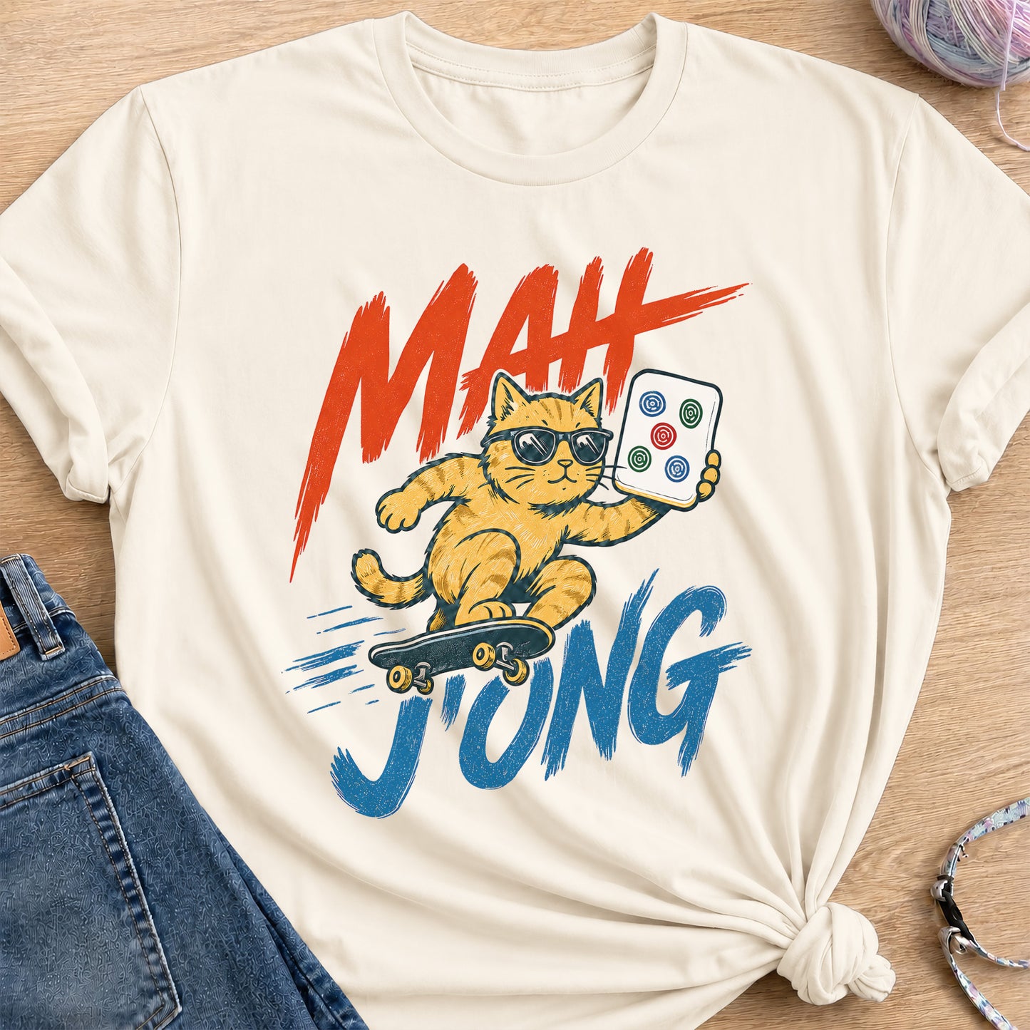 Mahjong Skate T-Shirt — Natural
