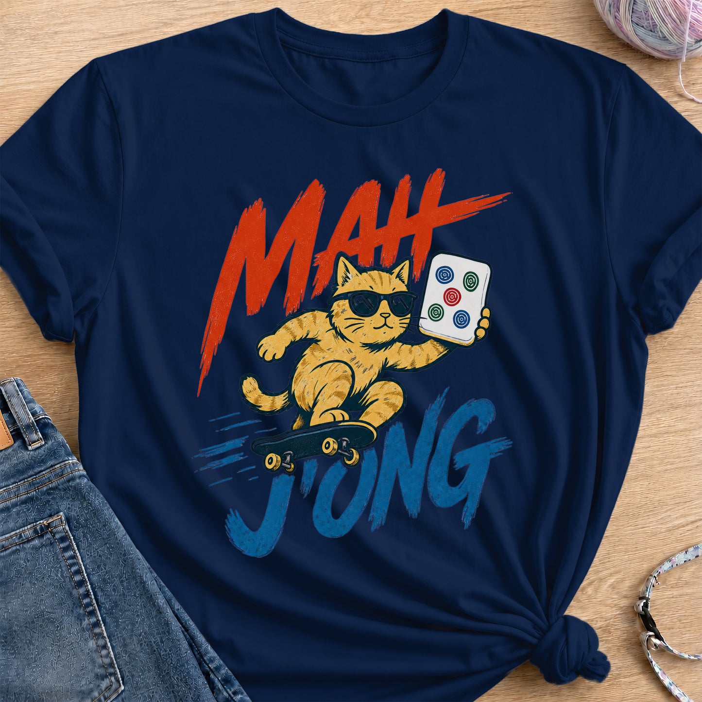 Mahjong Skate T-Shirt — Navy