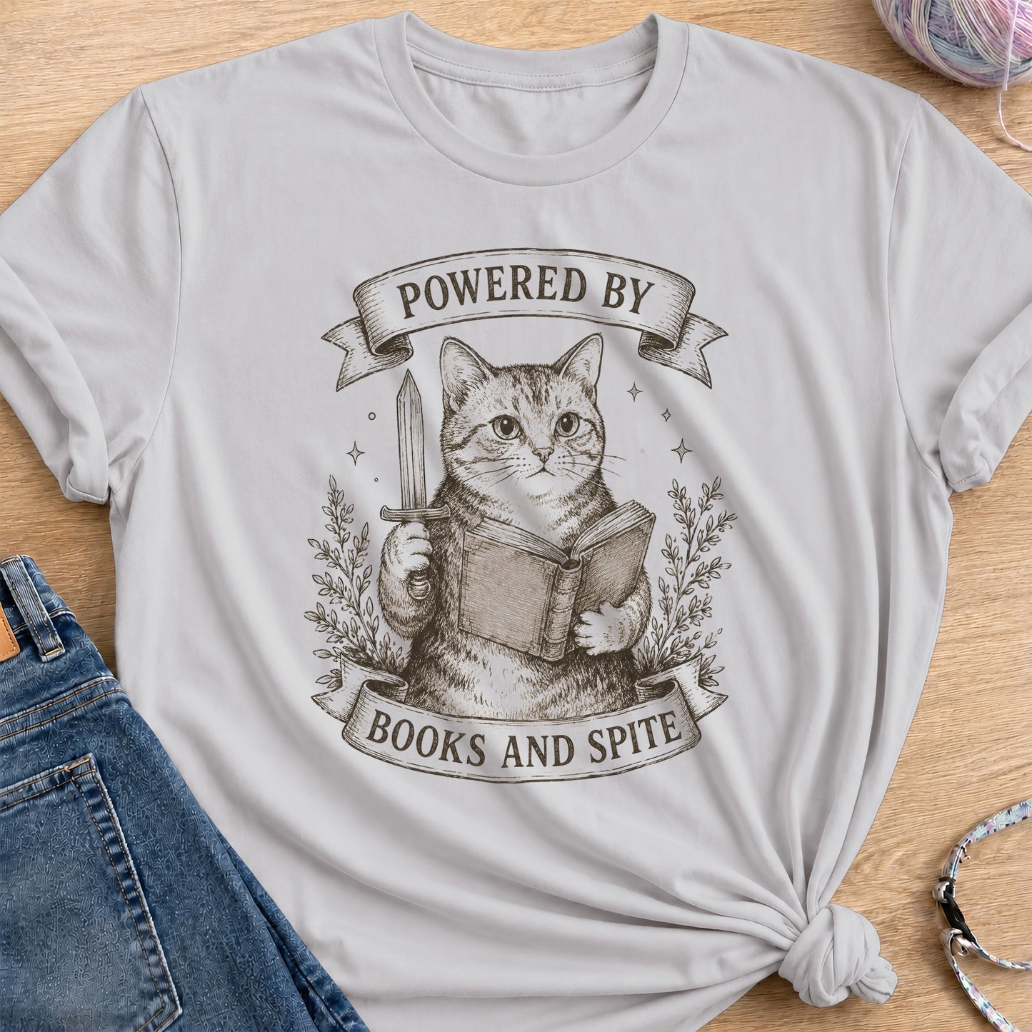 Books and Spite T-Shirt — Ice Grey