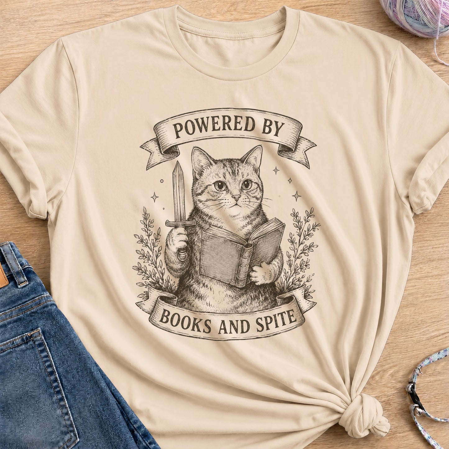 Books and Spite T-Shirt — Sand