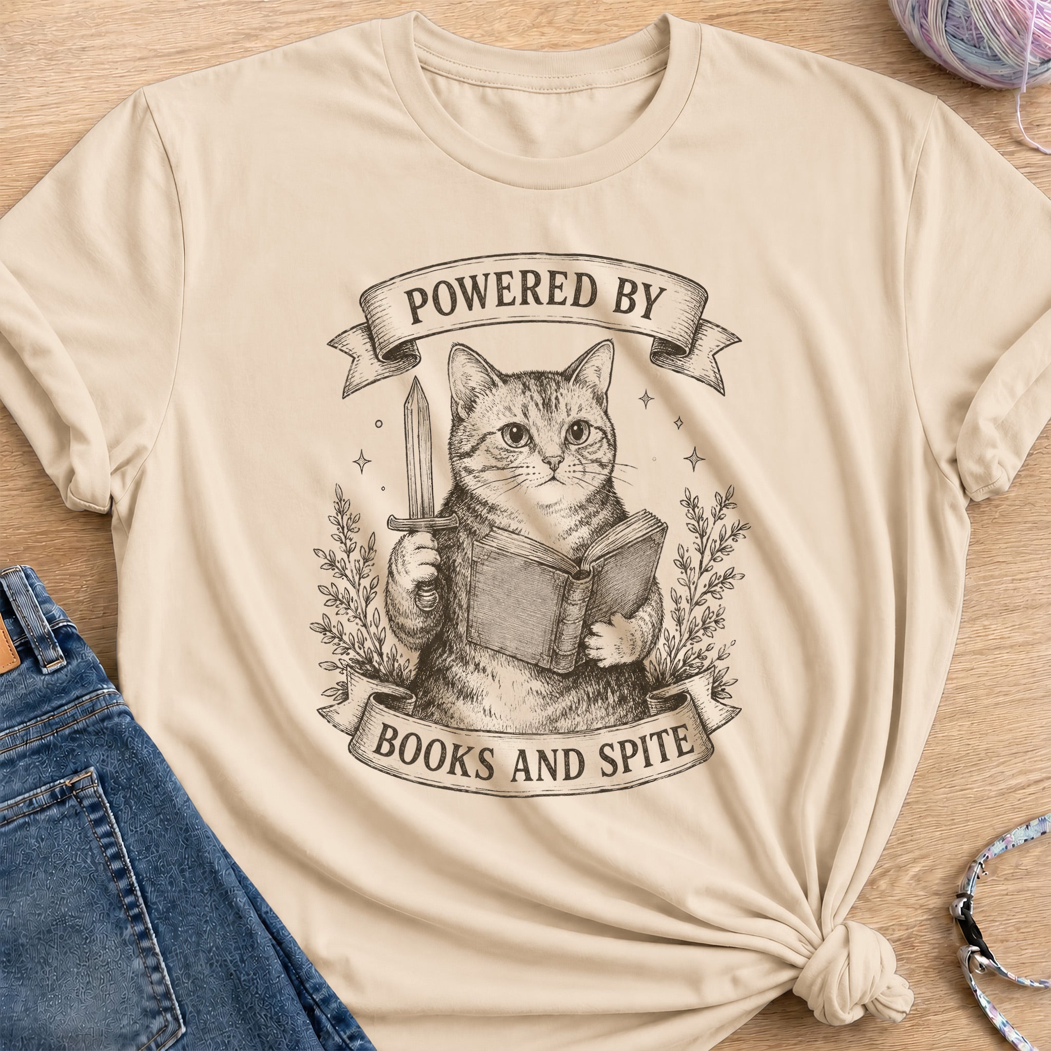 Books and Spite T-Shirt — Sand