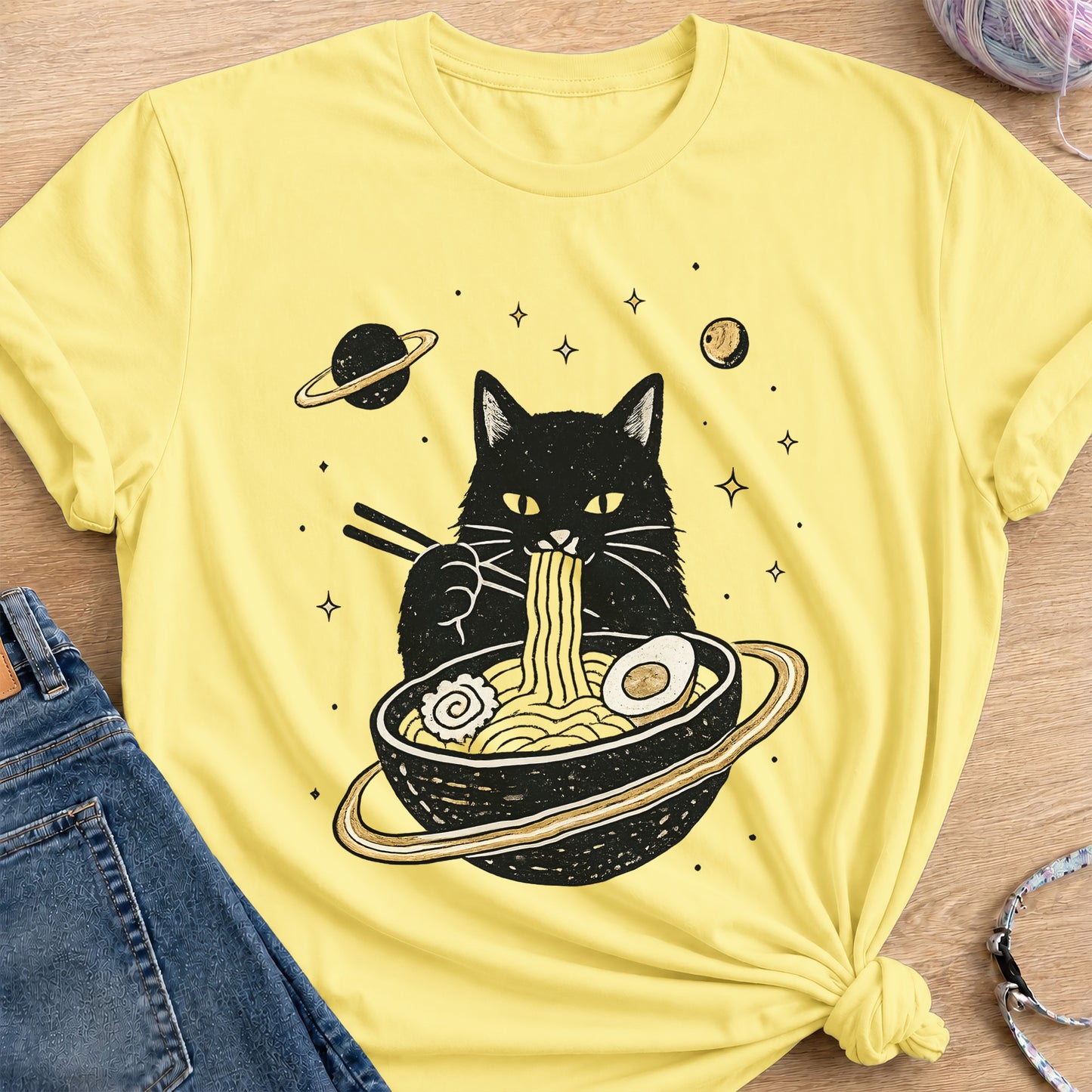 Noodle Cat T-Shirt — Cornsilk