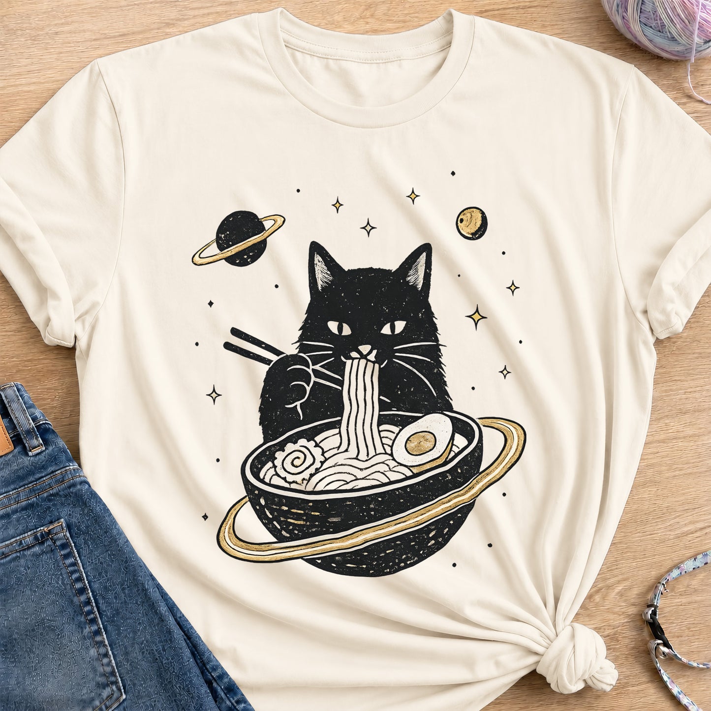 Noodle Cat T-Shirt — Natural