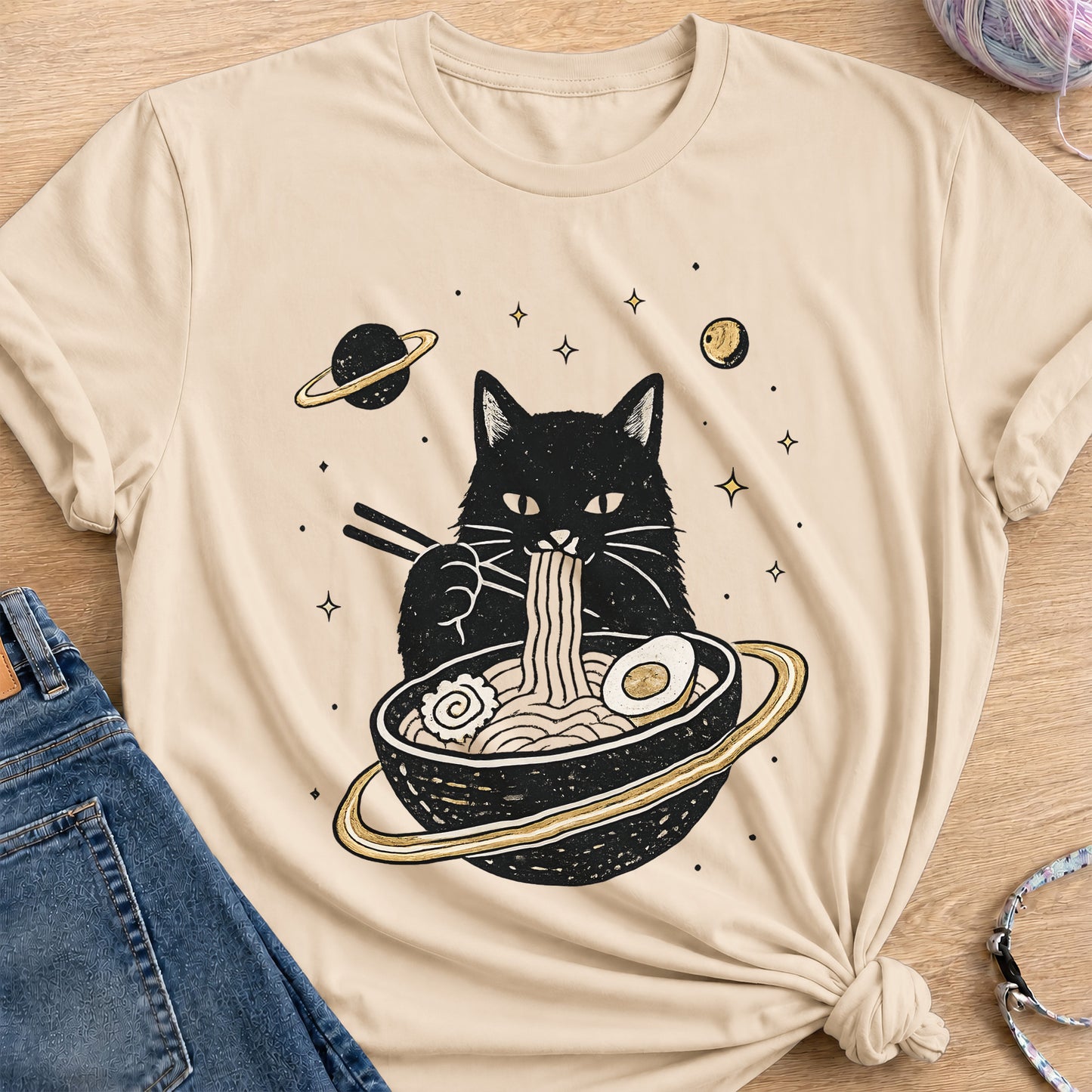 Noodle Cat T-Shirt — Sand