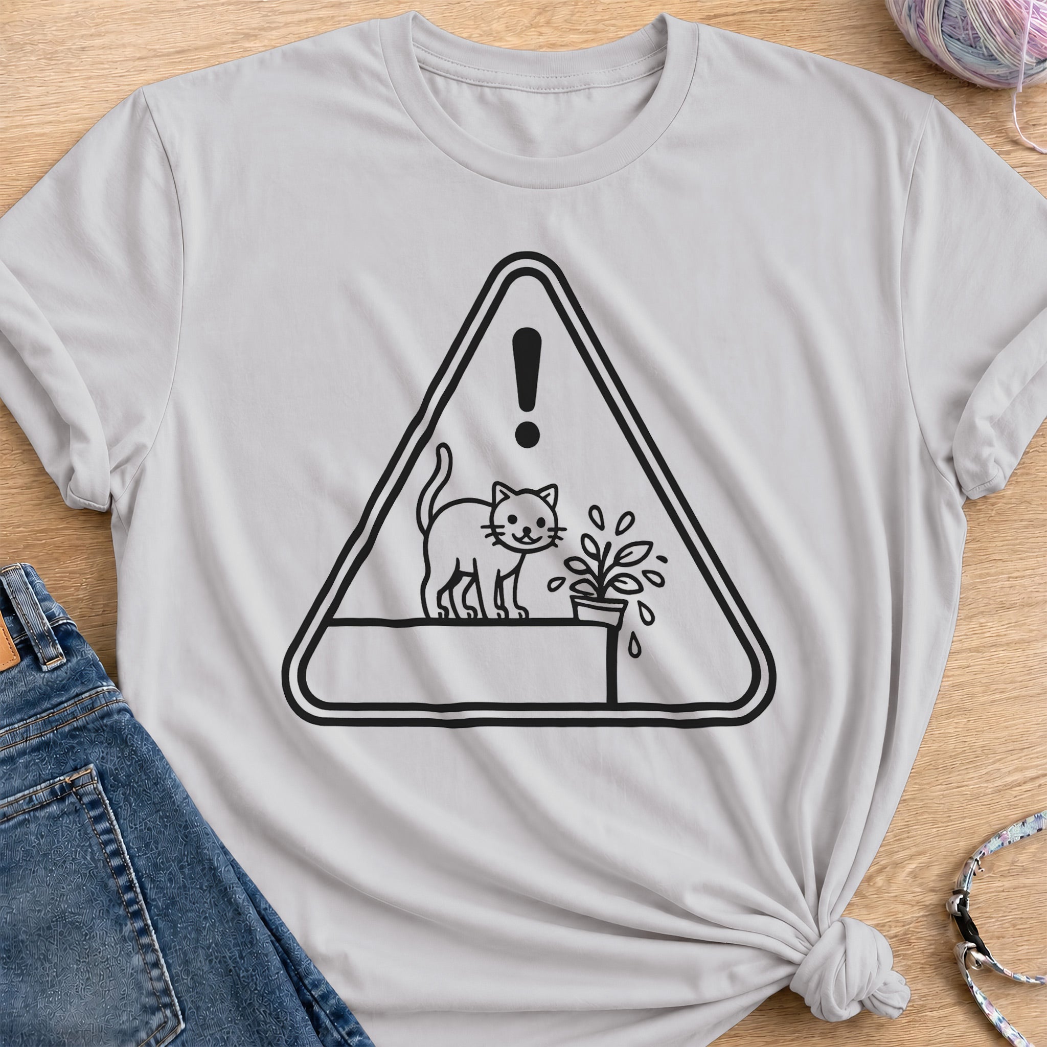 Caution T-Shirt — Ice Grey