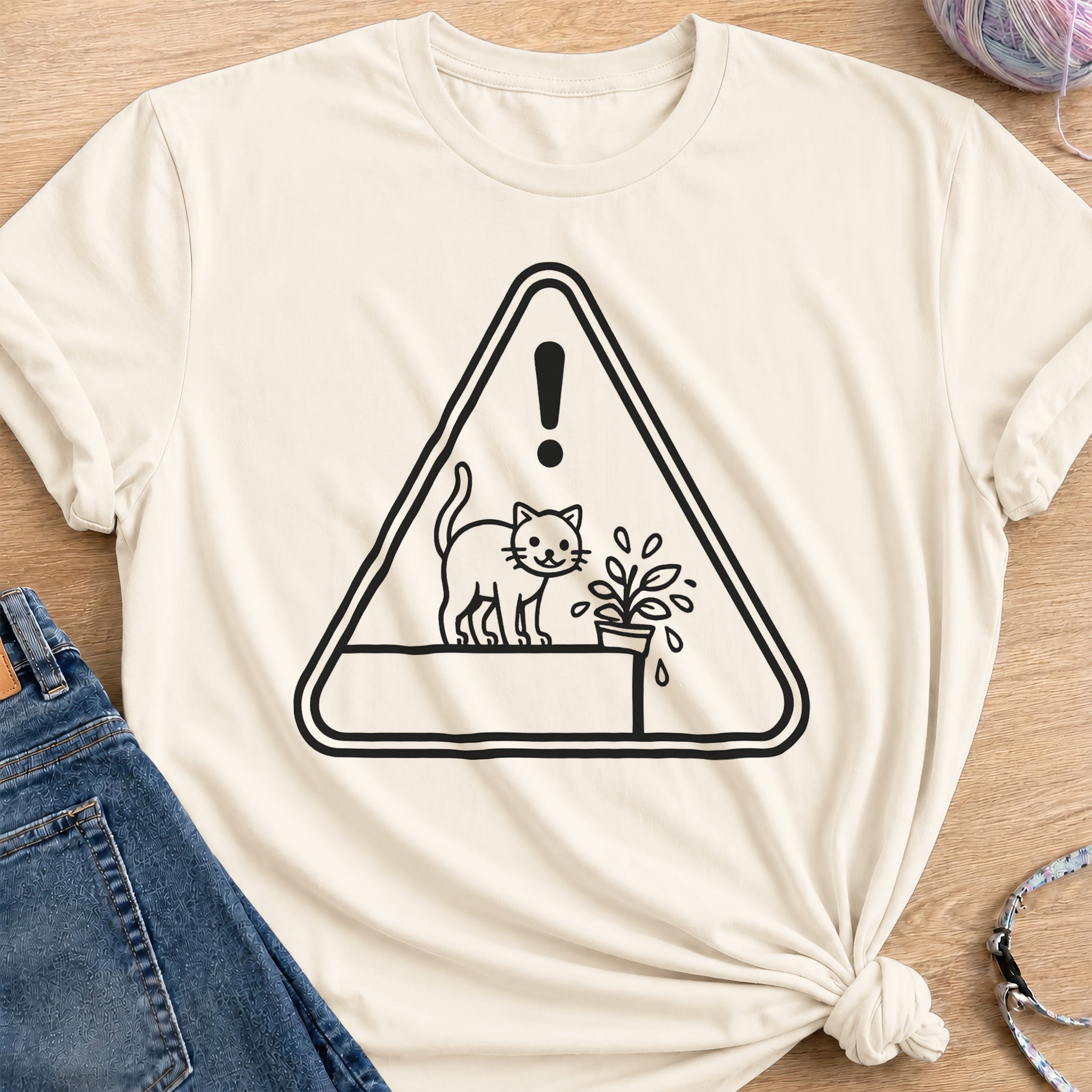 Caution T-Shirt — Natural