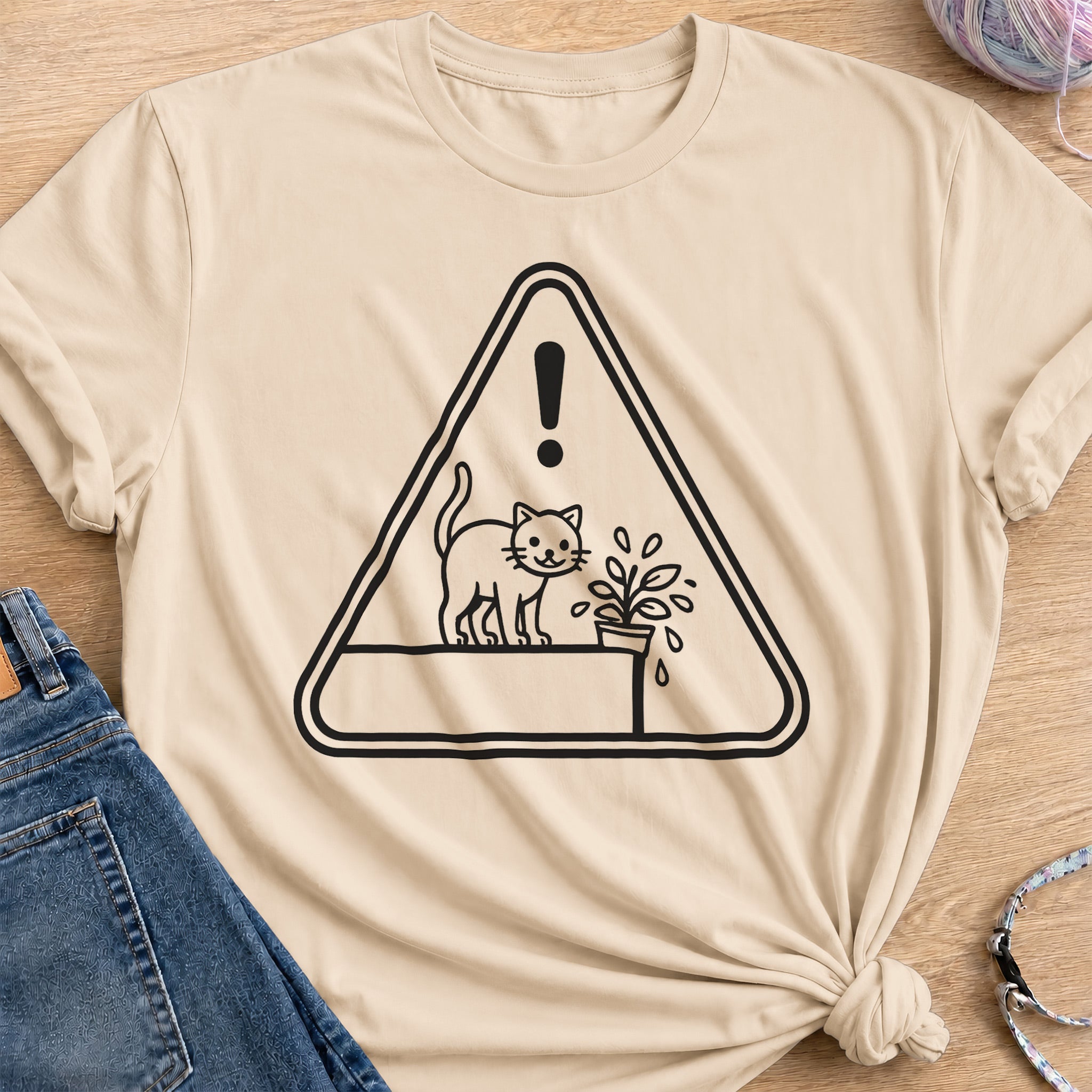 Caution T-Shirt — Sand