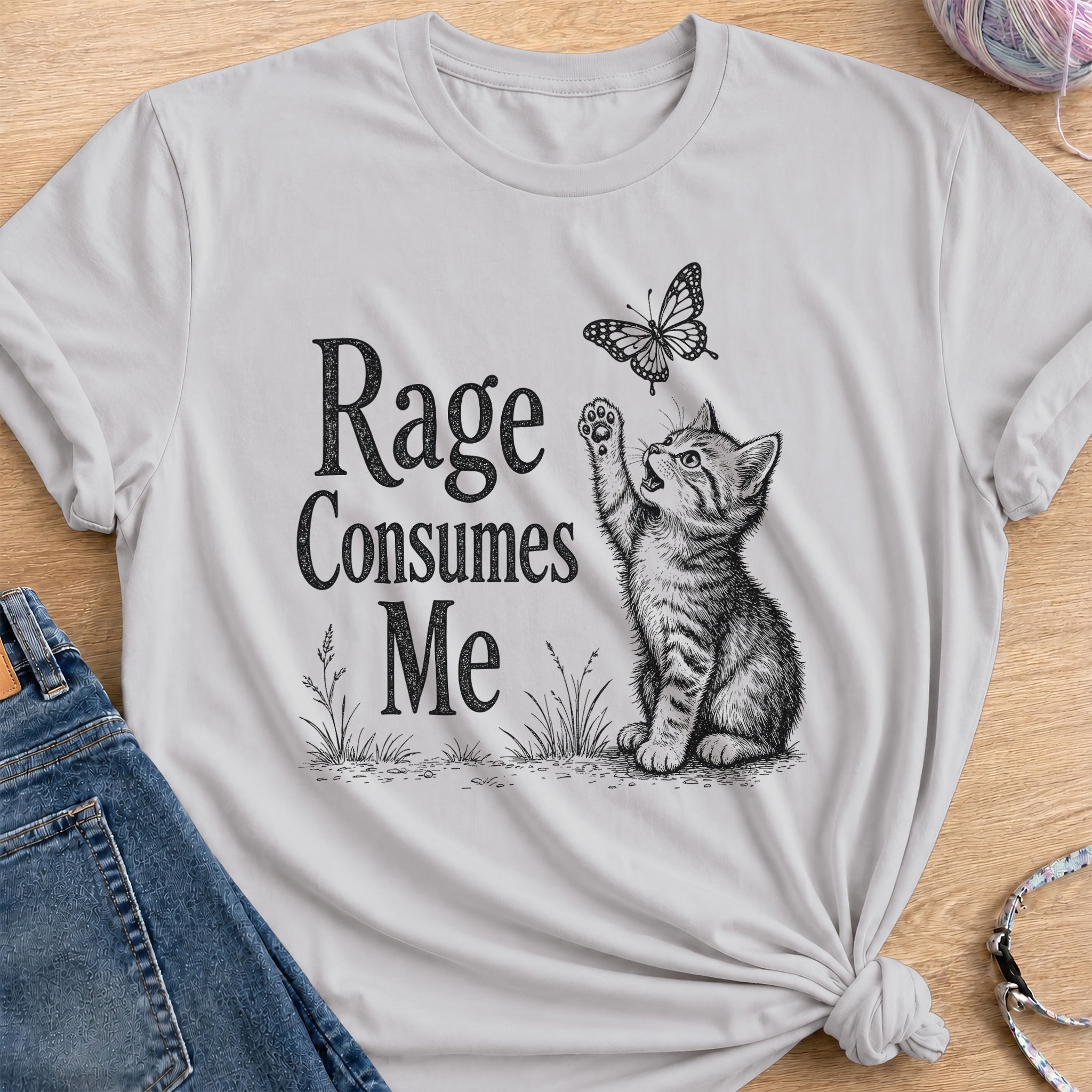 Rage Consumes Me T-Shirt — Ice Grey