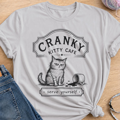Kitty Cafe T-Shirt — Ice Grey