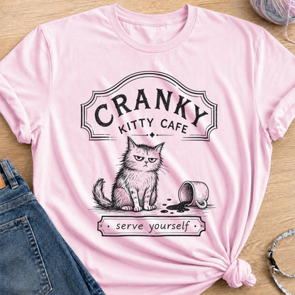 Kitty Cafe T-Shirt — Light Pink
