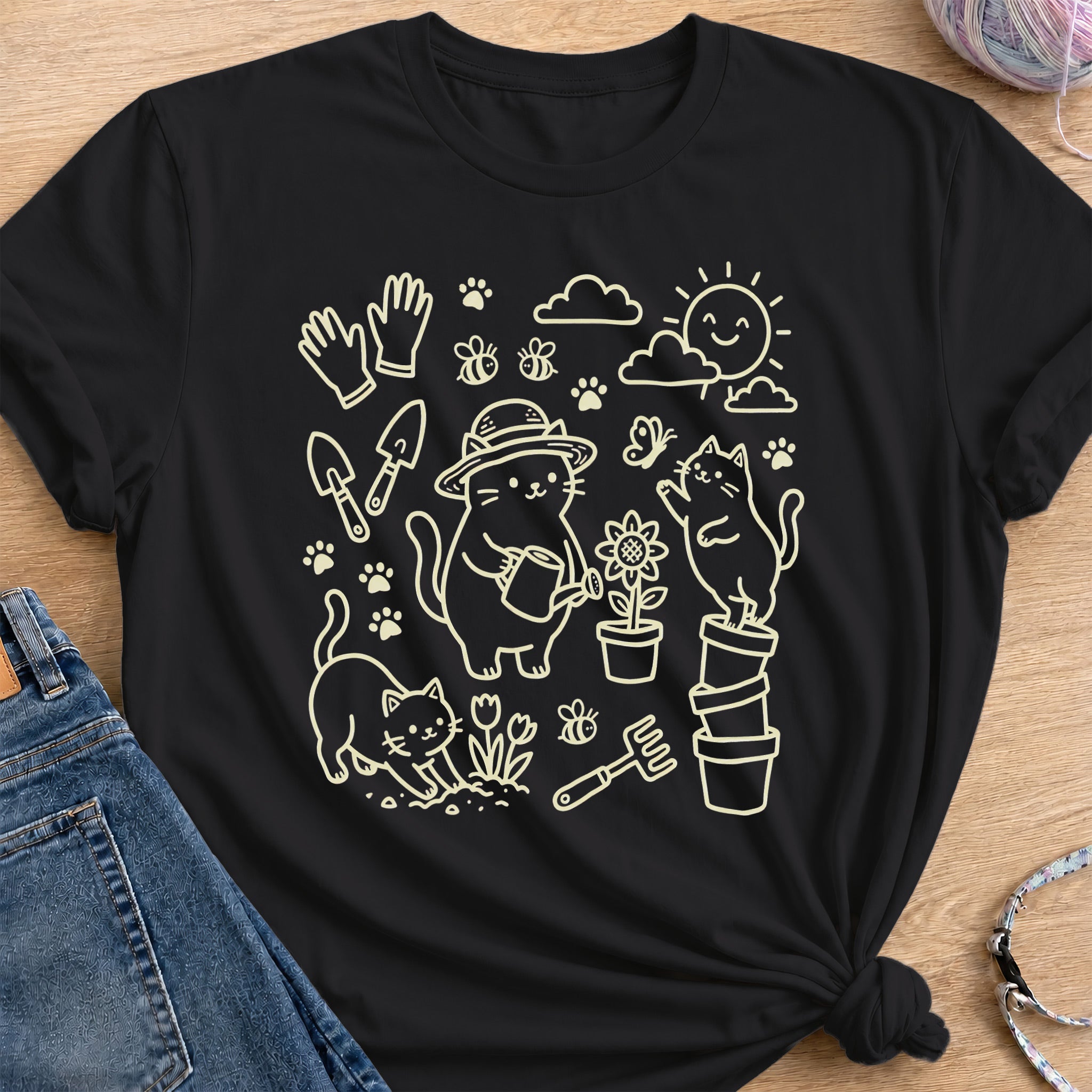Purrfect Gardeners T-Shirt — Black