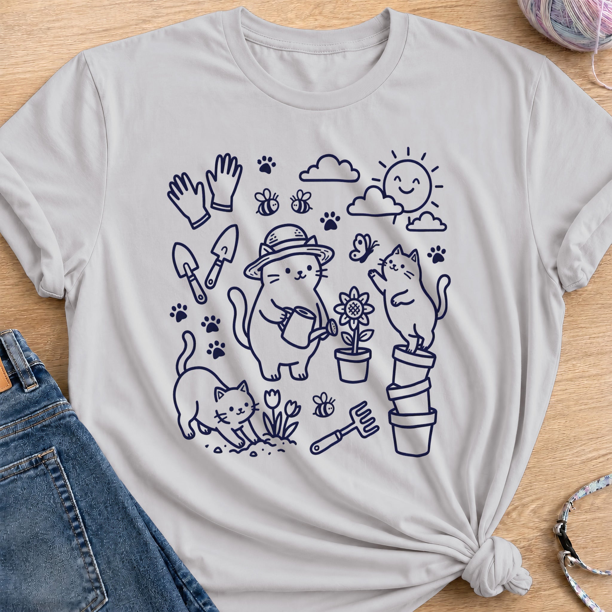 Purrfect Gardeners T-Shirt — Ice Grey