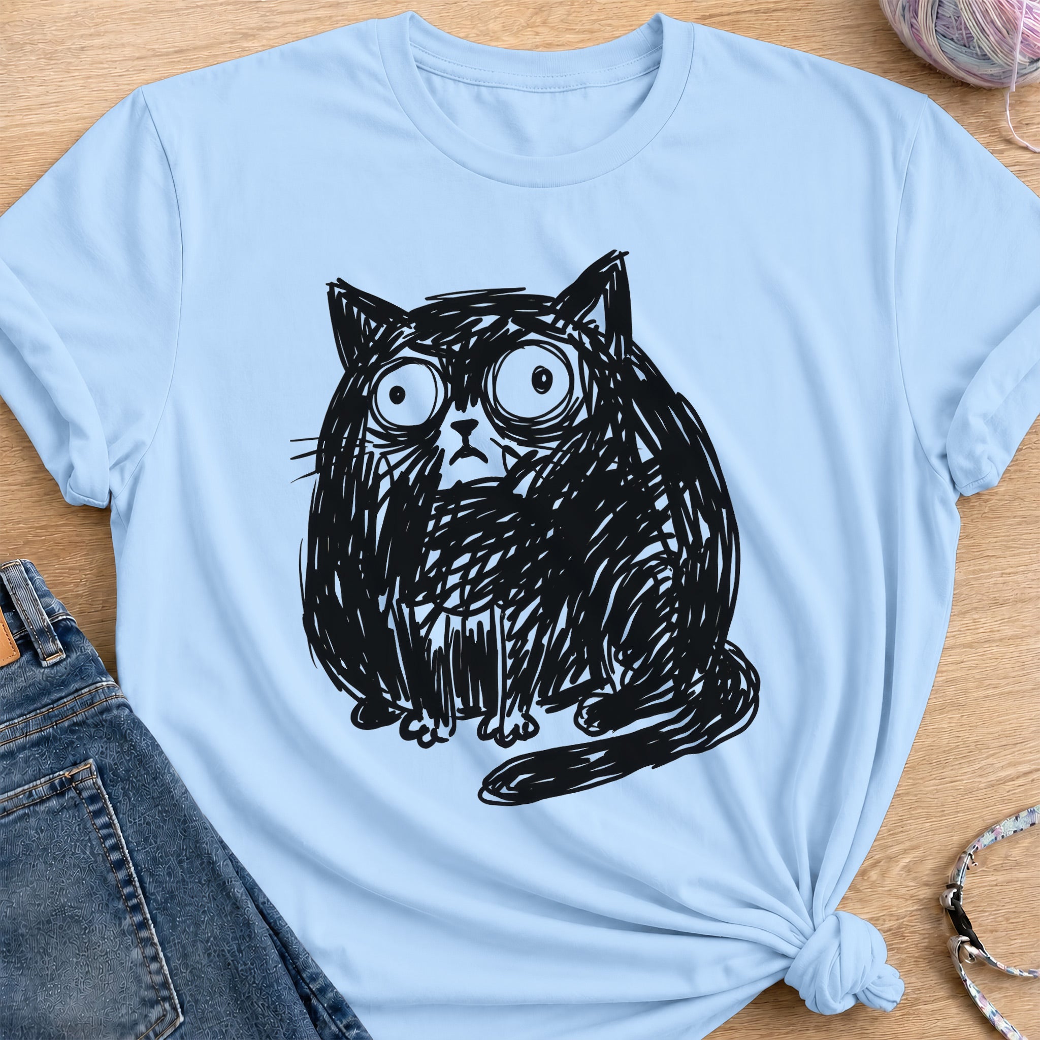 Anxious Scribble T-Shirt — Light Blue