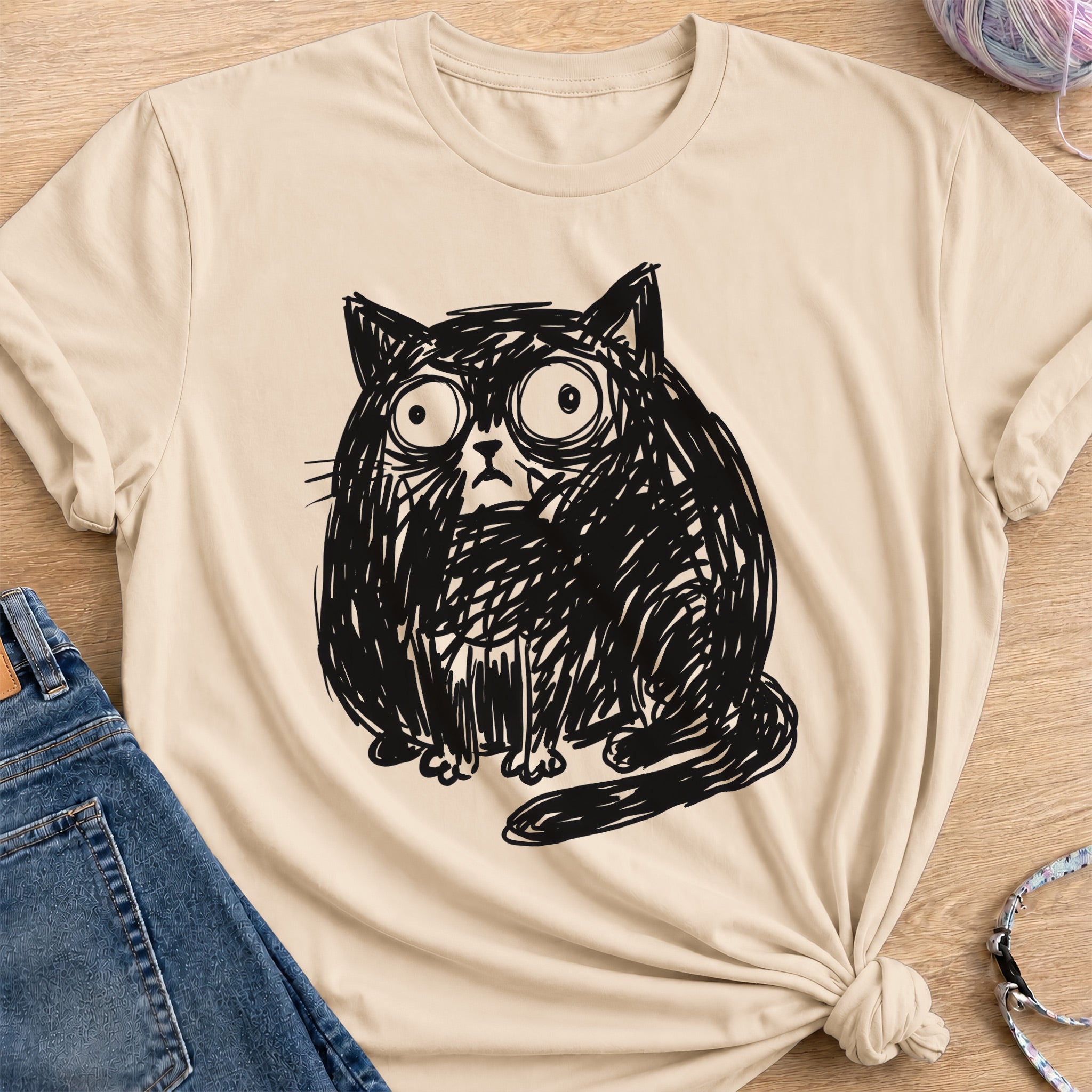 Anxious Scribble T-Shirt — Sand