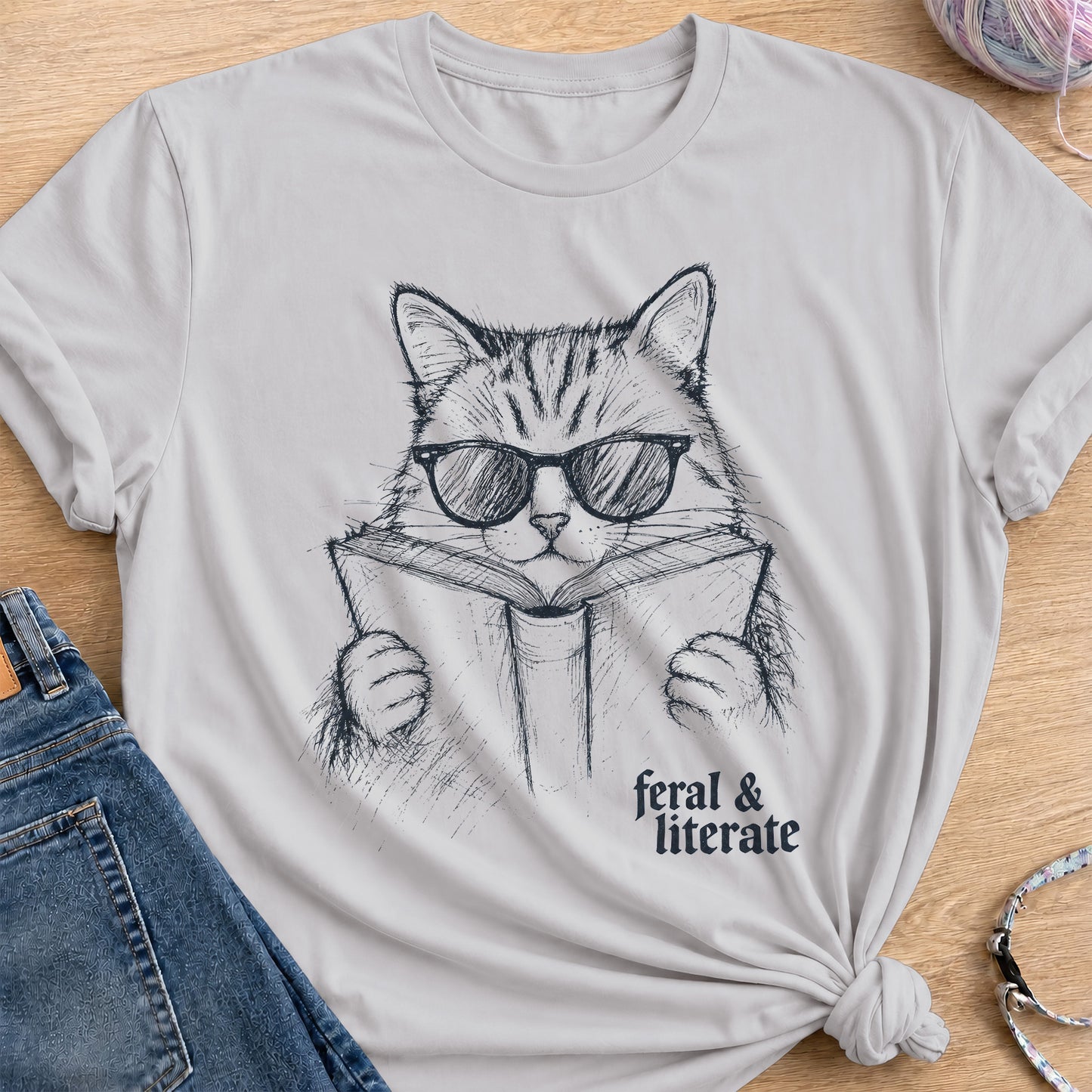 Feral & Literate T-Shirt — Ice Grey
